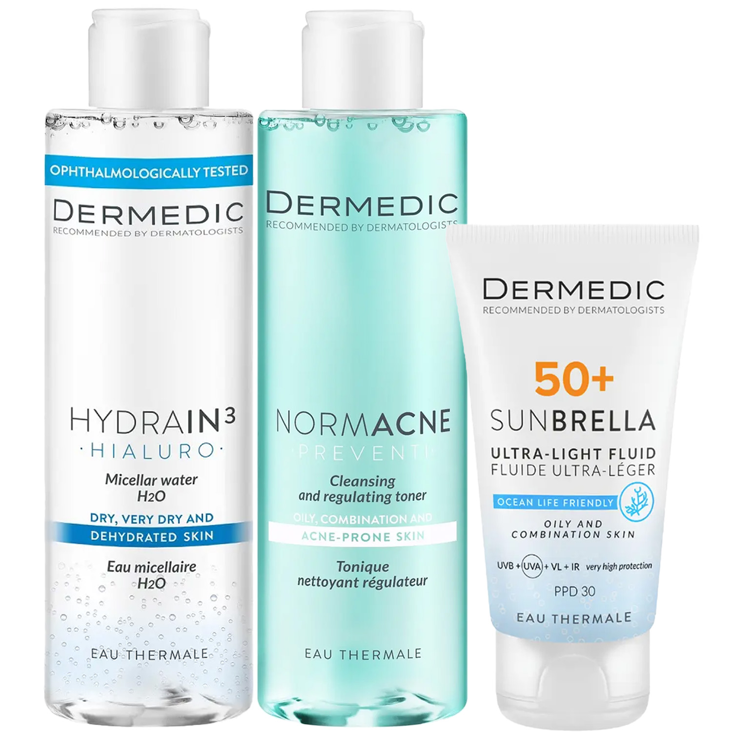 Дермедик Программа Normacne очищение и основной уход: мицеллярная вода 200 мл + тоник 200 мл + флюид  SPF50+ 40 мл (Dermedic, Normacne) фото 2