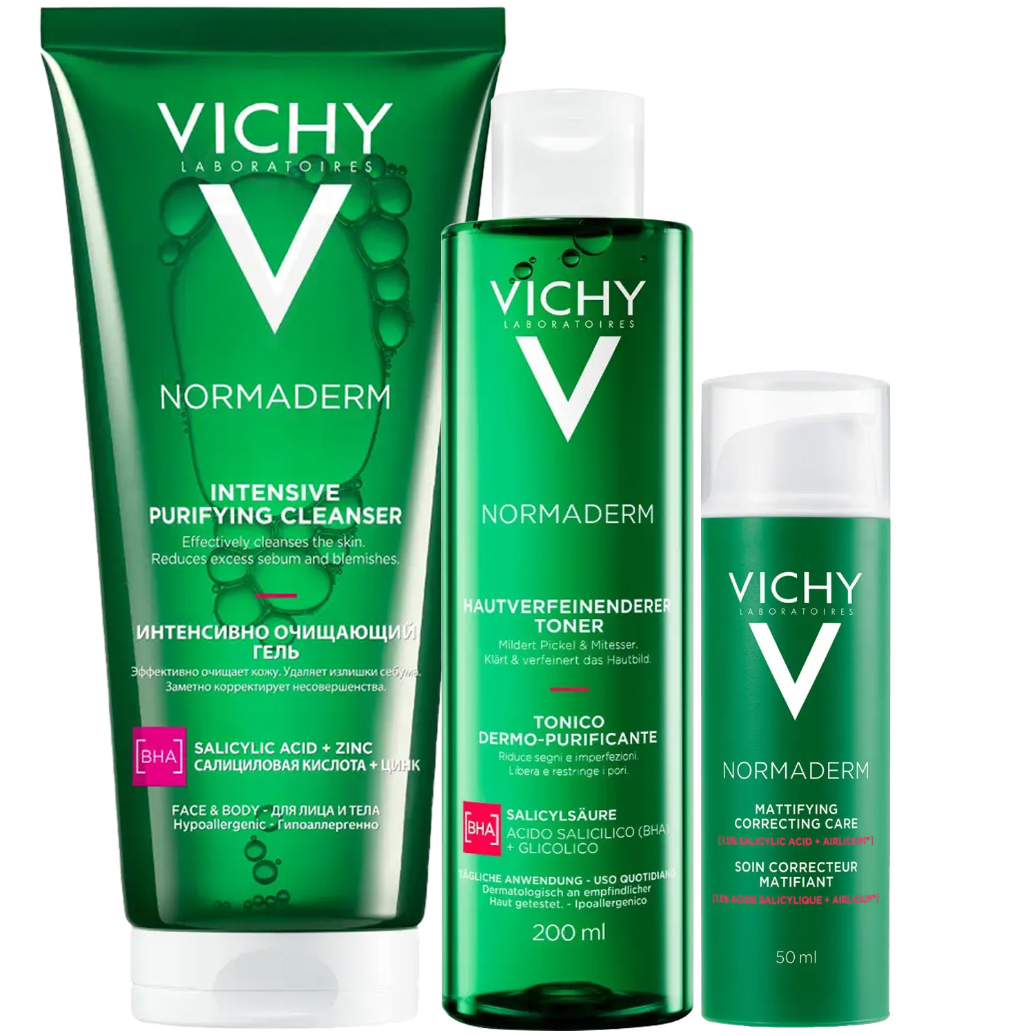 Виши Программа Normaderm очищение и  основной уход: гель 200 мл + лосьон 200 мл + крем  50 мл (Vichy, Normaderm) фото 2