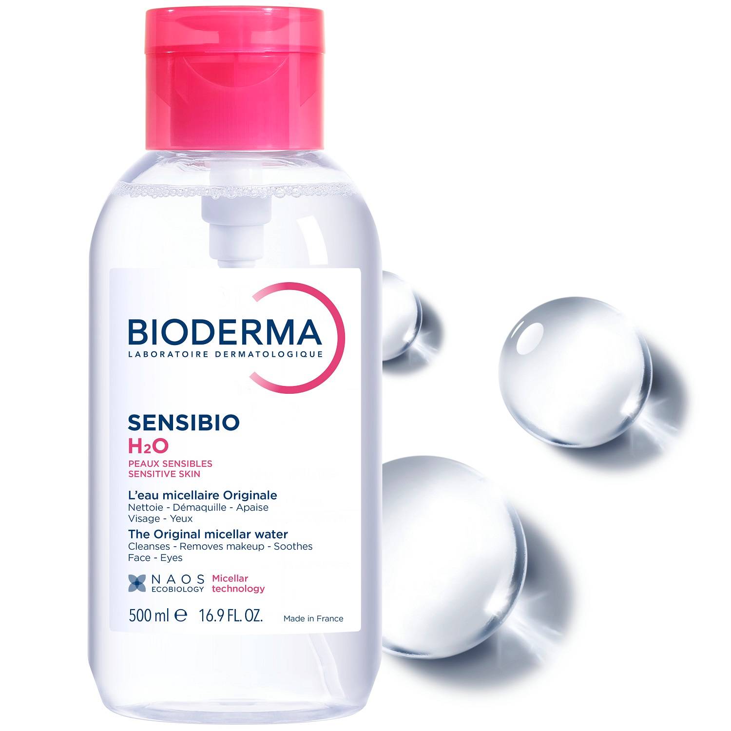 Bioderma Мицеллярная вода для чувствительной кожи H20 с помпой, 500 мл. фото