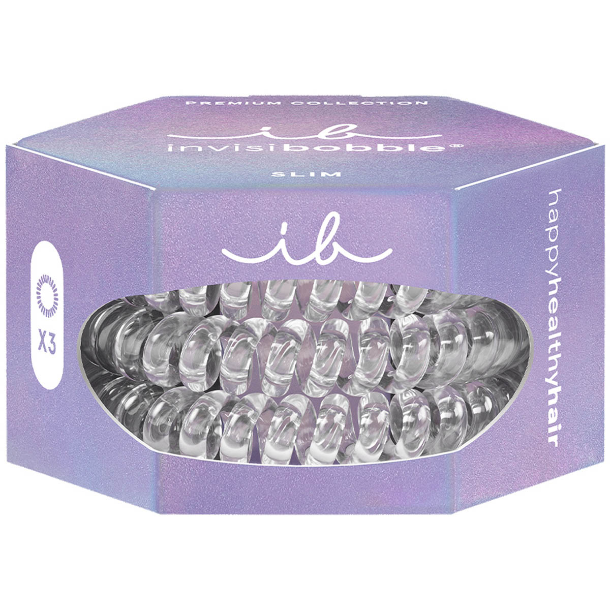 Инвизибабл Резинка-браслет для всех типов волос Premium Crystal Clear, 3 шт (Invisibobble, Slim) фото 2