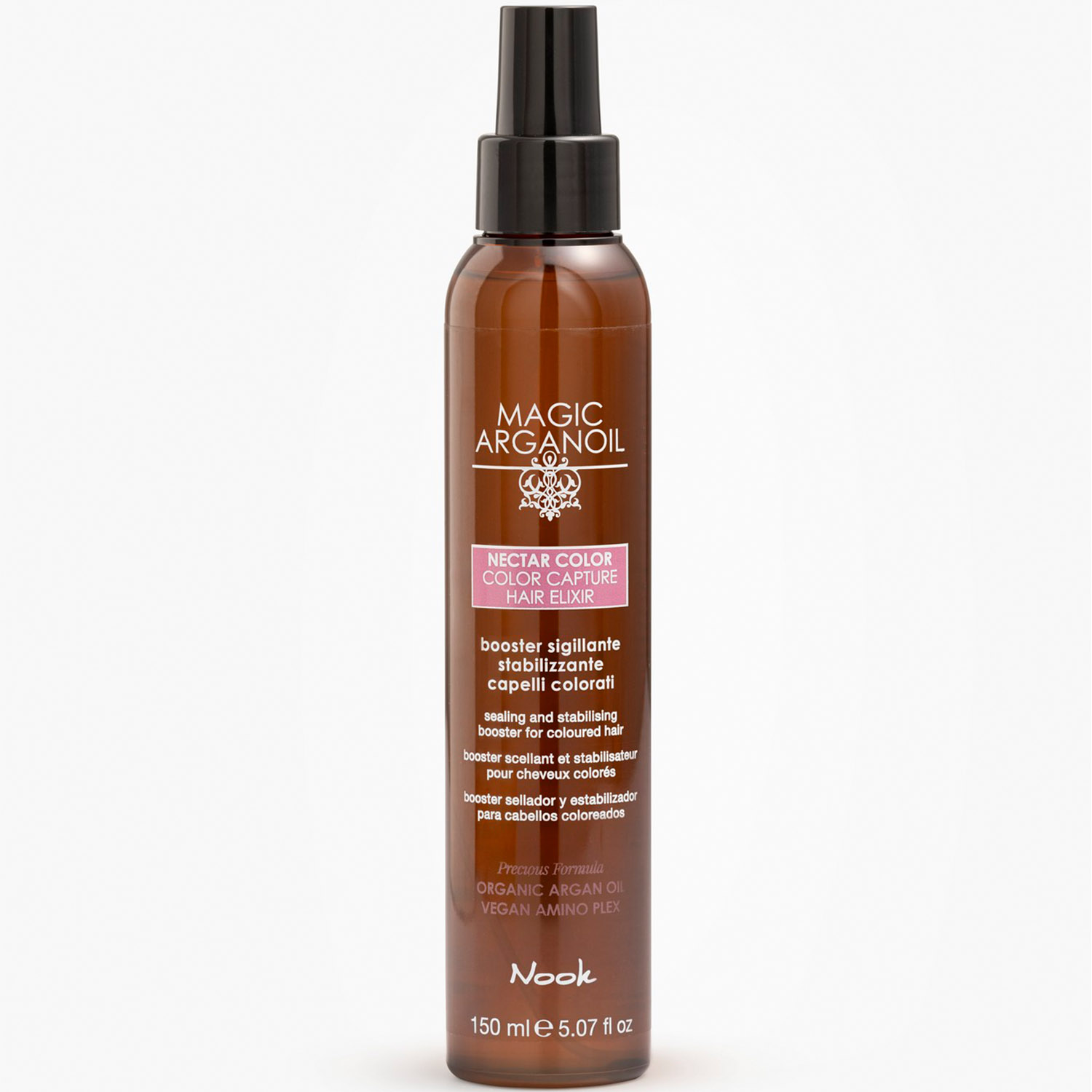 Нук Спрей стабилизатор цвета для окрашенных, обесцвеченных волос Color Capture Hair Elixir, 150 мл (Nook, Magic Arganoil) Нук Спрей стабилизатор цвета для окрашенных, обесцвеченных волос Color Capture Hair Elixir, 150 мл (Nook, Magic Arganoil) фото 2