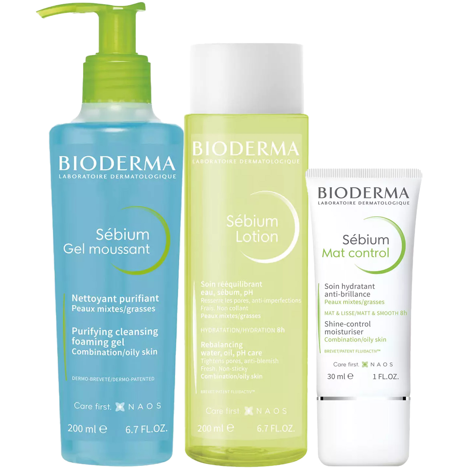 Биодерма Программа Sebium очищение и основной уход: гель 200 мл + лосьон 200 мл + крем 30 мл (Bioderma, Sebium) фото 2