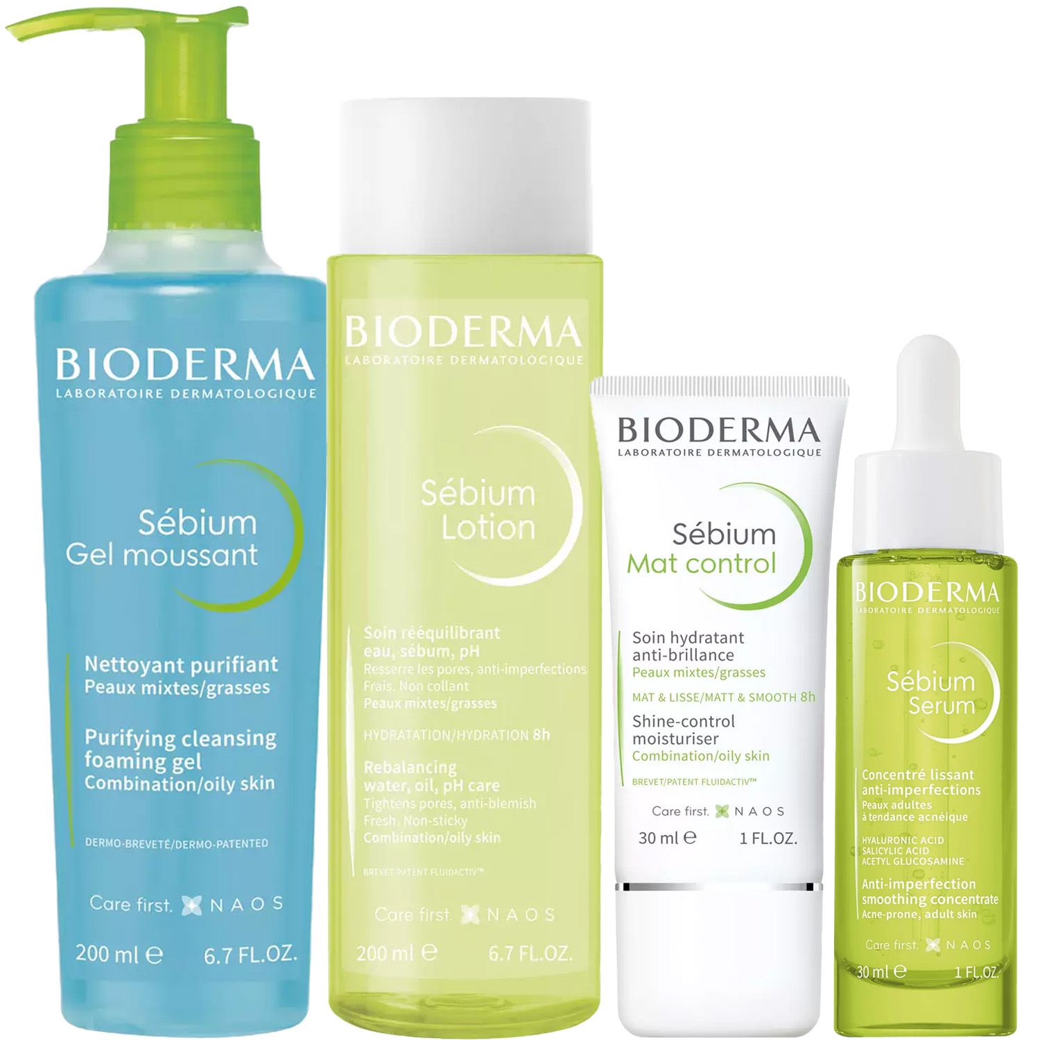 Биодерма Программа Sebium комплексный уход: гель 200 мл + лосьон 200 мл + крем 30 мл + сыворотка 30 мл (Bioderma, Sebium) фото 2