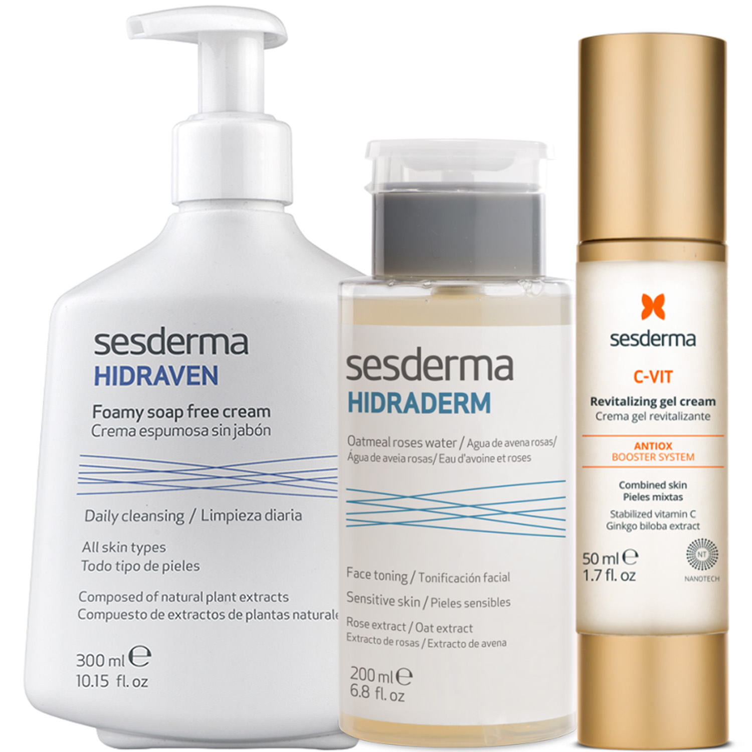 Сесдерма Программа Anti-Age очищение и основной уход: пенка 300 мл + тоник 200 мл + крем-гель 50 мл (Sesderma, C-Vit) фото 2