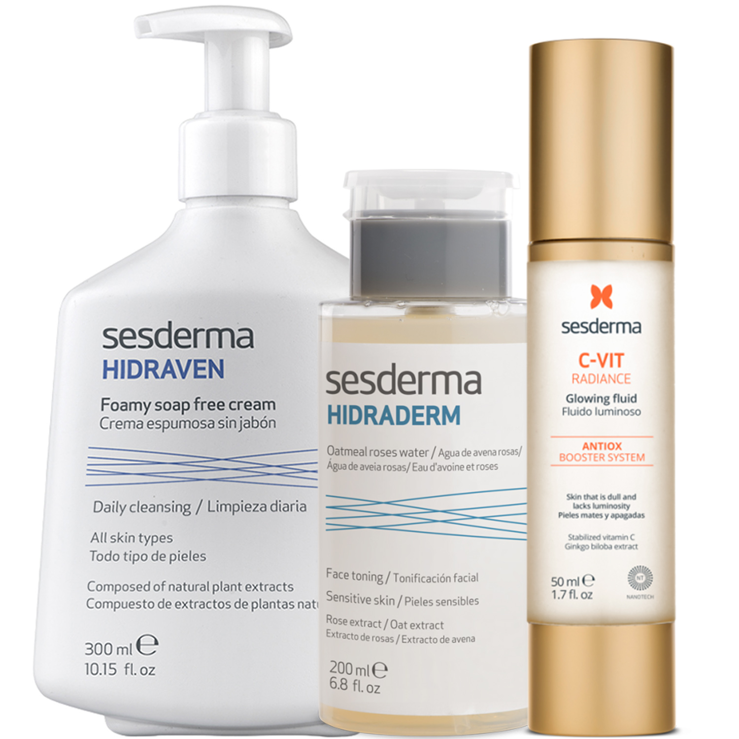 Сесдерма Программа Anti-Age очищение и основной уход: пенка 300 мл + тоник 200 мл + флюид 50 мл (Sesderma, C-Vit) фото 2