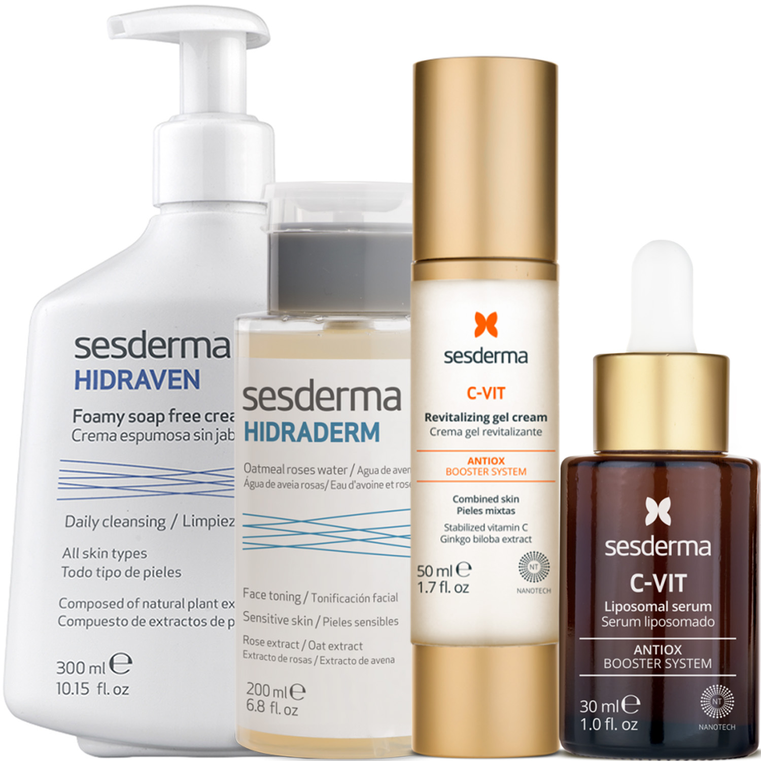 Сесдерма Программа Anti-Age комплексный уход: пенка 300 мл + тоник 200 мл + крем-гель 50 мл + сыворотка 30 мл (Sesderma, C-Vit) фото 2