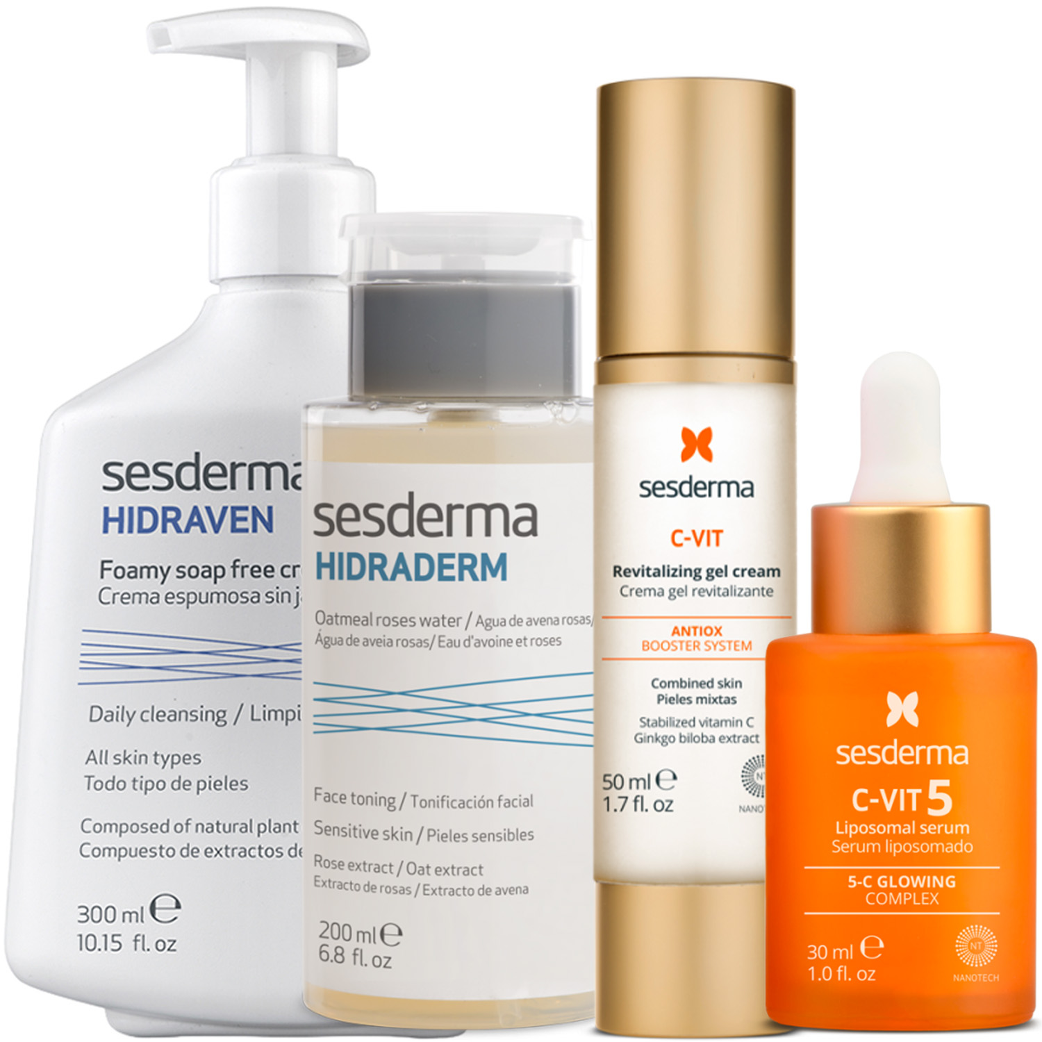 Сесдерма Программа Anti-Age комплексный уход: пенка 300 мл + тоник 200 мл + крем-гель 50 мл + сыворотка 30 мл (Sesderma, C-Vit) фото 2