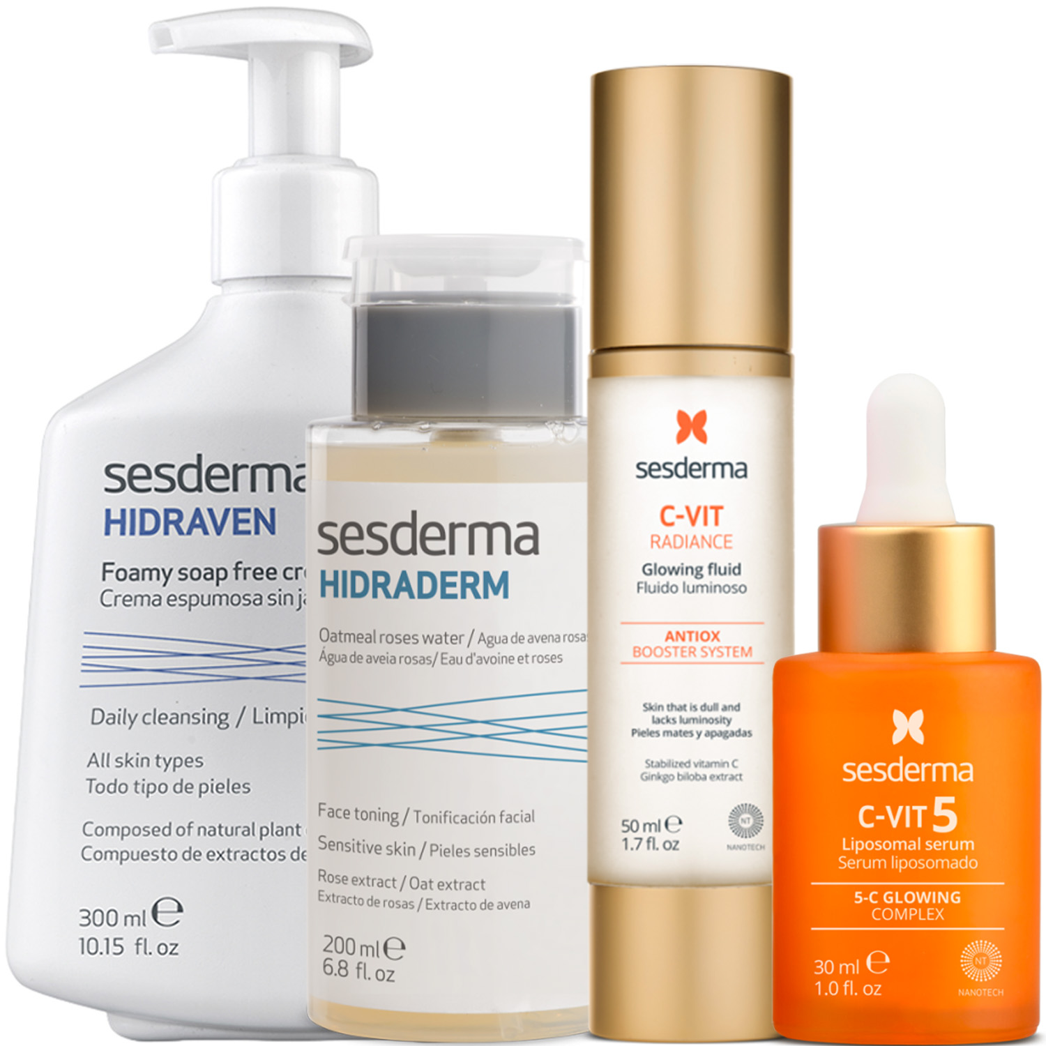 Сесдерма Программа Anti-Age комплексный уход: пенка 300 мл + тоник 200 мл + флюид 50 мл + сыворотка 30 мл (Sesderma, C-Vit) фото 2