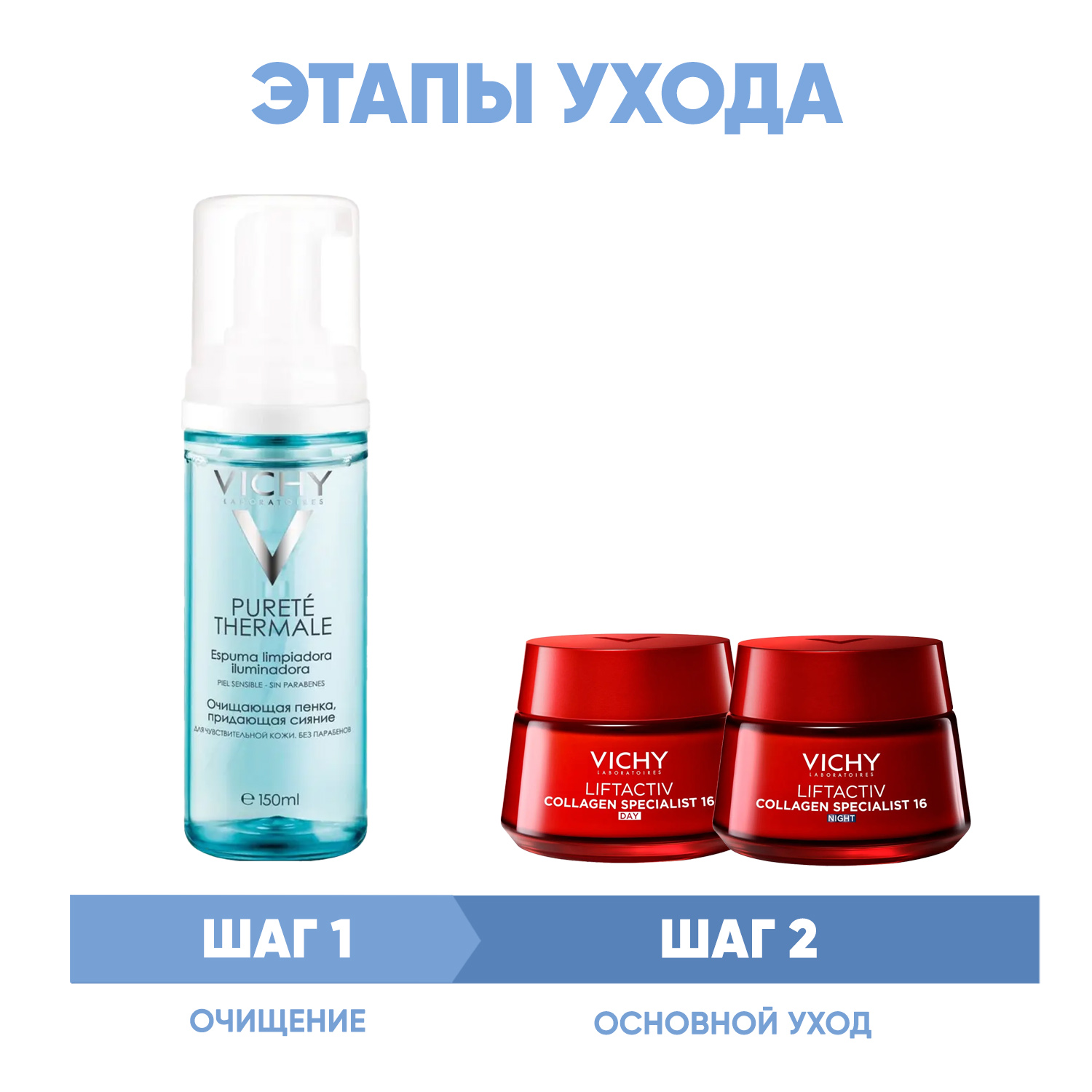 Виши Программа Liftactiv очищение и основной уход: пенка 150 мл + крем день 50 мл + крем ночь 50 мл (Vichy, Liftactiv) фото 1