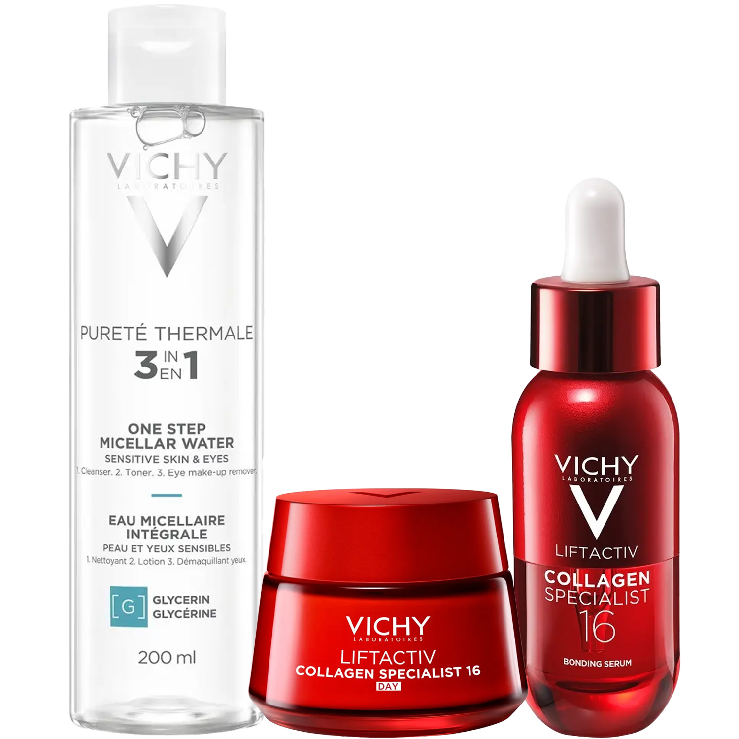 Виши Программа Liftactiv комплексный уход: мицеллярная вода 200 мл + крем день 50 мл + сыворотка 30 мл (Vichy, Liftactiv) фото 2