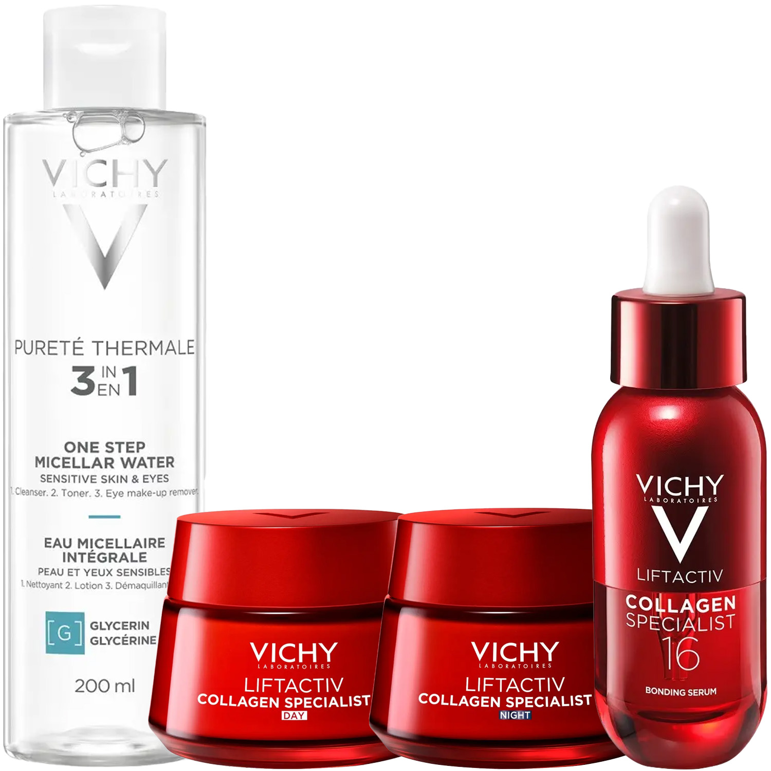 Виши Программа Liftactiv комплексный уход: мицеллярная вода 200 мл + крем день 50 мл + крем ночь 50 мл + сыворотка 30 мл (Vichy, Liftactiv) фото 2