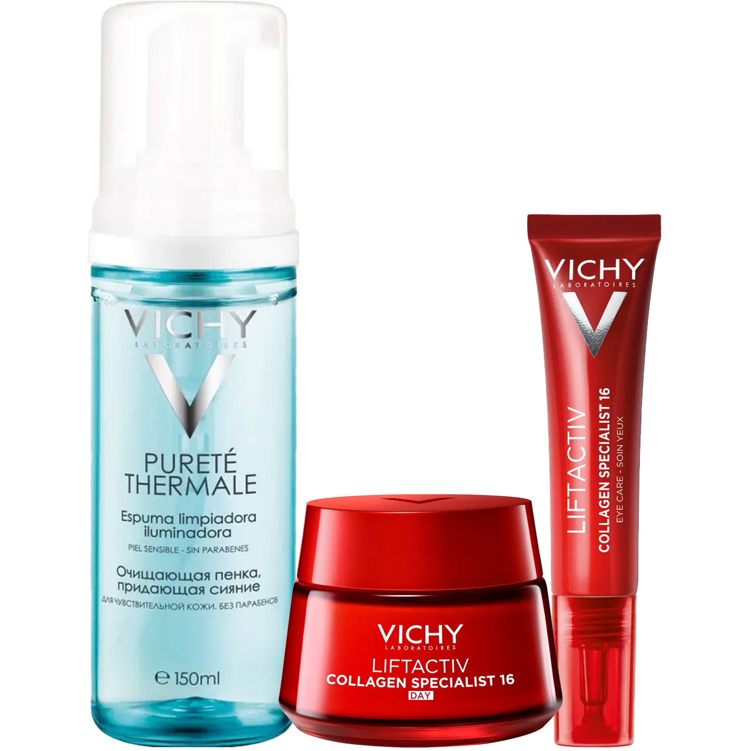 Виши Программа Liftactiv комплексный уход: пенка 150 мл + крем день 50 мл + крем для век 15 мл (Vichy, Liftactiv) фото 2