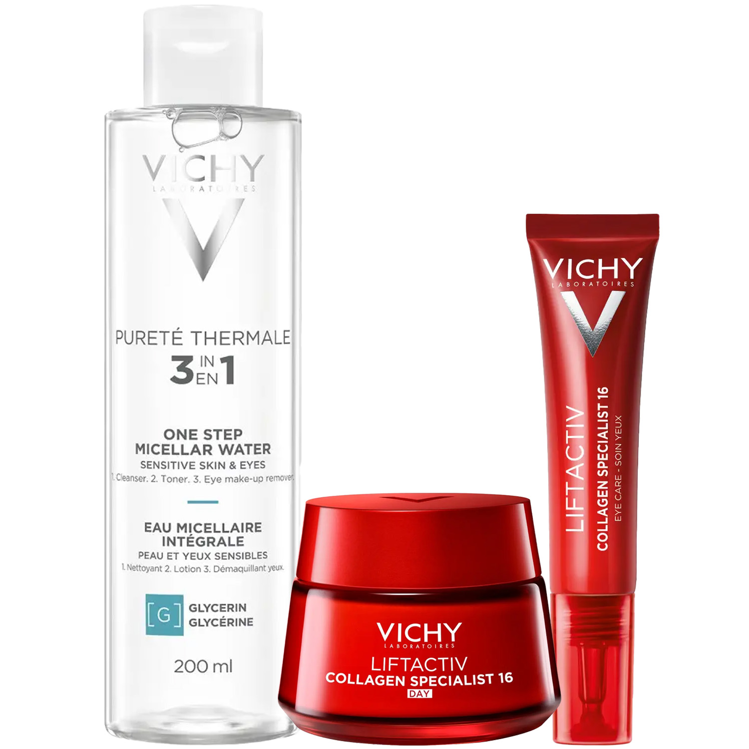 Виши Программа Liftactiv комплексный уход: мицеллярная вода 200 мл + крем день 50 мл + крем для век 15 мл (Vichy, Liftactiv) фото 2