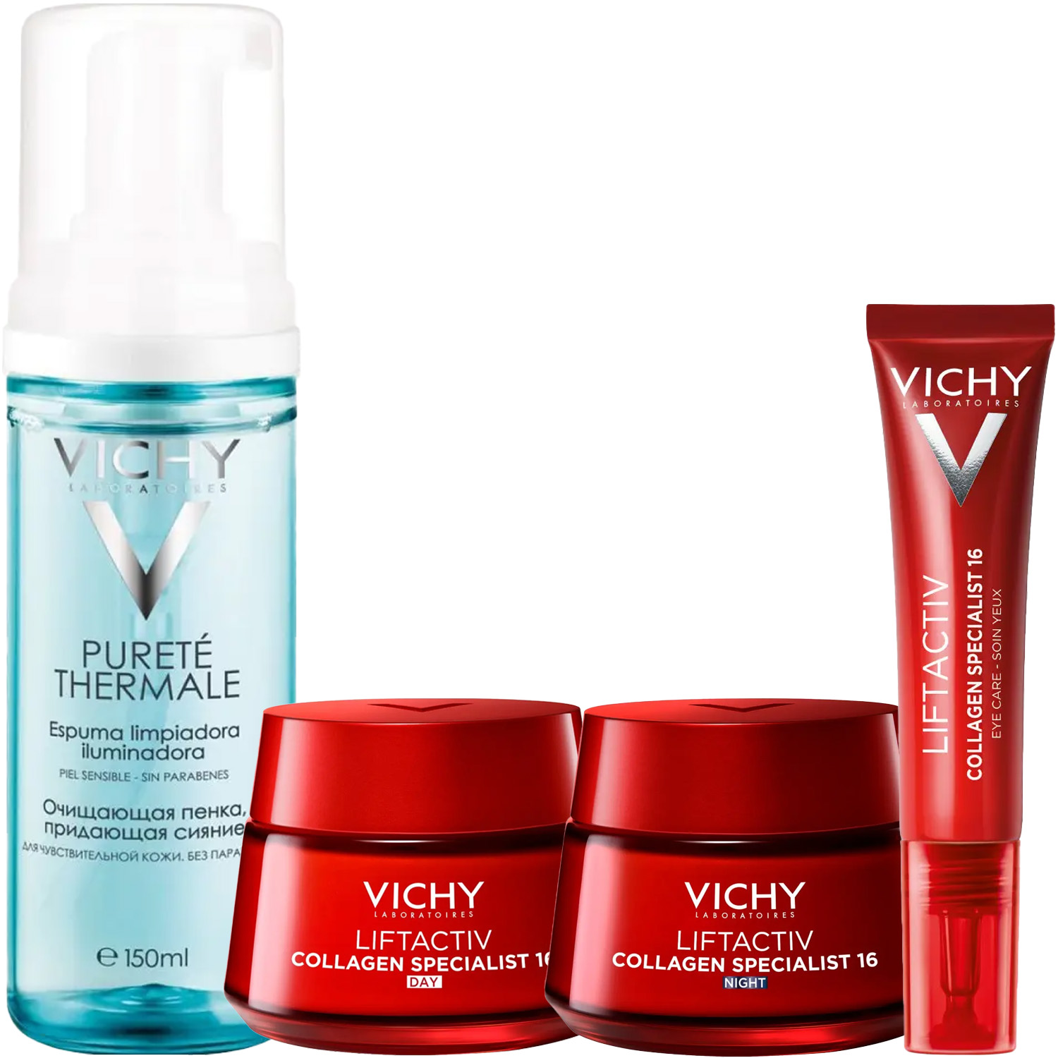 Виши Программа Liftactiv комплексный уход: пенка 150 мл + крем день 50 мл + крем ночь 50 мл + крем для век 15 мл (Vichy, Liftactiv) фото 2