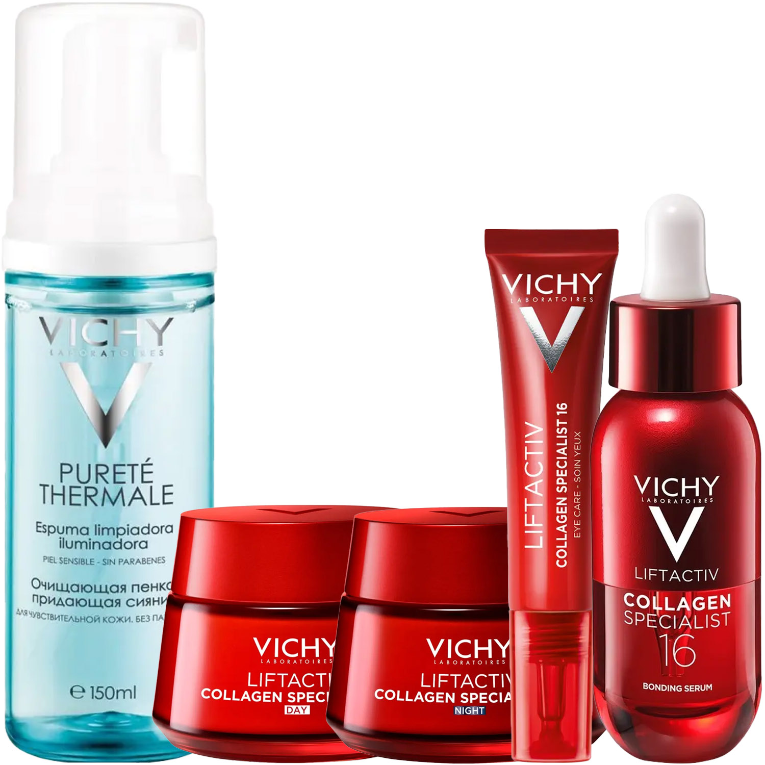 Виши Программа Liftactiv комплексный уход: пенка 150 мл + крем день 50 мл + крем ночь 50 мл + крем для век 15 мл + сыворотка 30 мл (Vichy, Liftactiv) фото 2