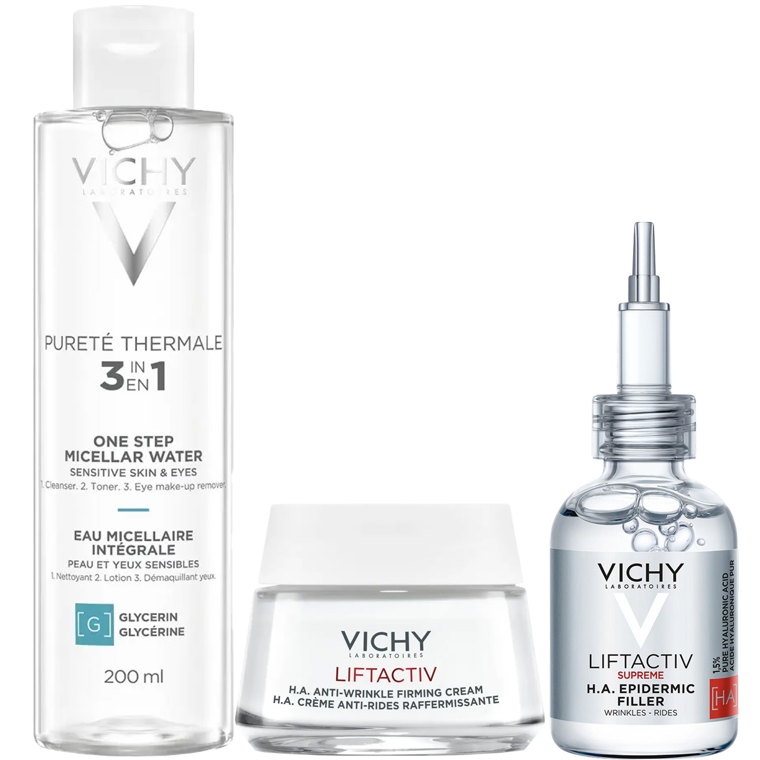 Виши Программа Liftactiv Supreme комплексный уход: мицеллярная вода 200 мл + крем для сухой кожи 50 мл + сыворотка 30 мл (Vichy, Liftactiv) фото 2