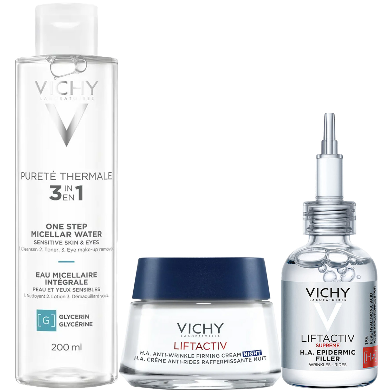 Виши Программа Liftactiv Supreme комплексный уход: мицеллярная вода 200 мл + крем ночь 50 мл + сыворотка 30 мл (Vichy, Liftactiv) фото 2