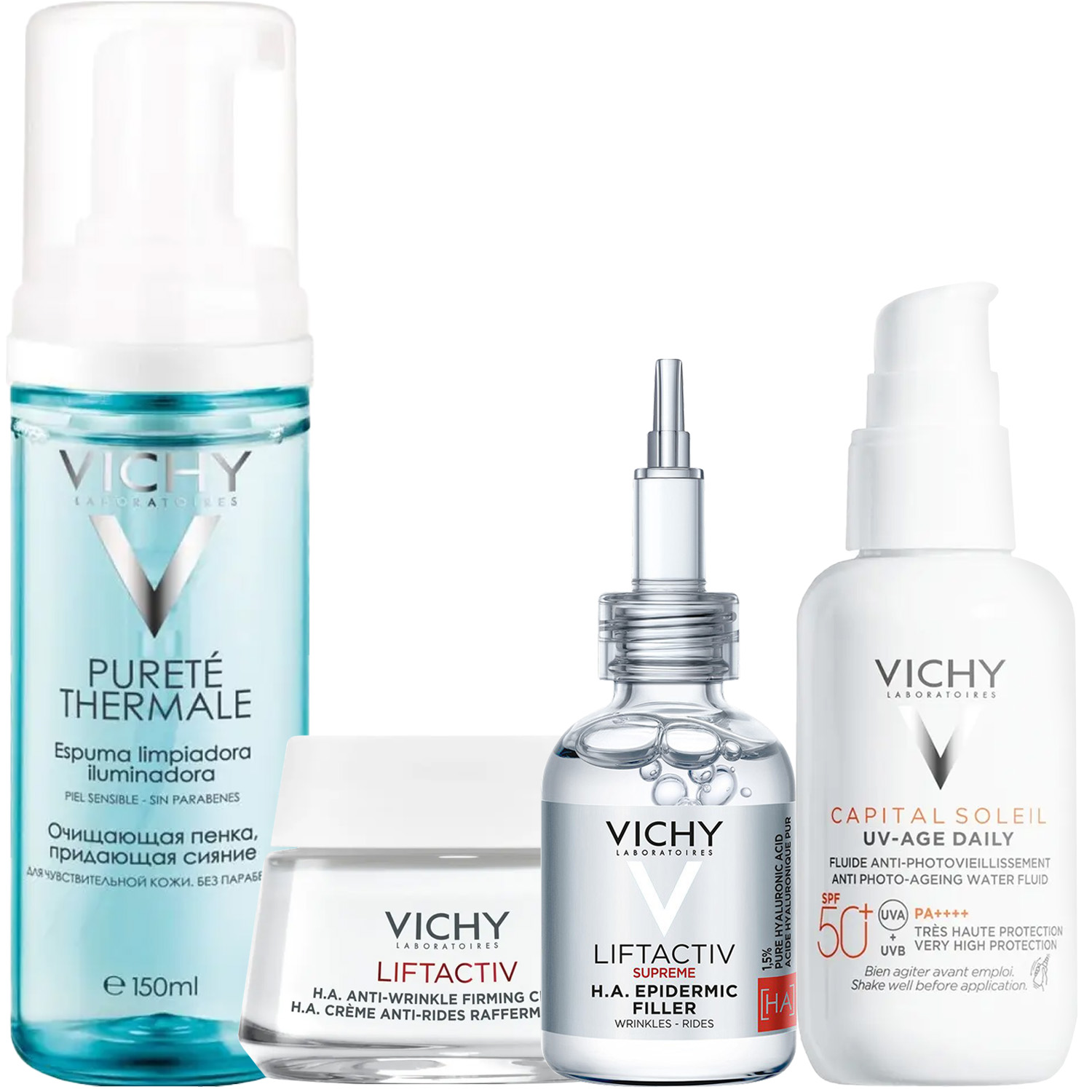 Виши Программа Liftactiv Supreme комплексный уход: пенка 150 мл + крем день норм/комби 50 мл + сыворотка 30 мл + флюид SPF50+ 40 мл (Vichy, Liftactiv) фото 2