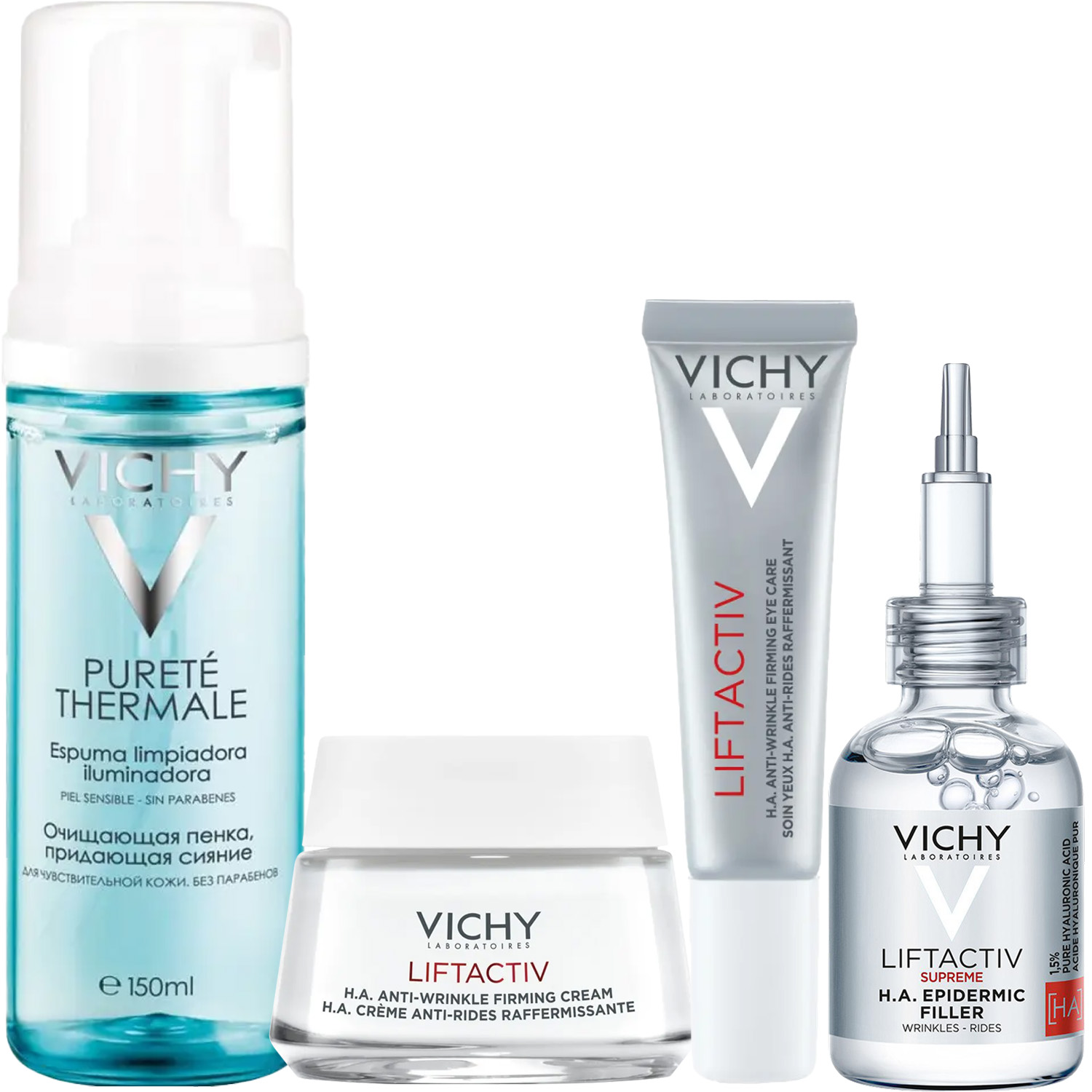 Виши Программа Liftactiv Supreme комплексный уход: пенка 150 мл + крем день норм/комби 50 мл + крем для век 15 мл + сыворотка 30 мл (Vichy, Liftactiv) фото 2