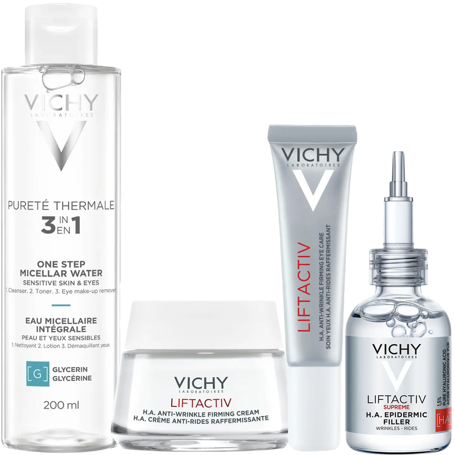 Виши Программа Liftactiv Supreme комплексный уход: мицеллярная вода 200 мл + крем для сухой кожи 50 мл + крем для век 15 мл + сыворотка 30 мл (Vichy, Liftactiv) фото 2