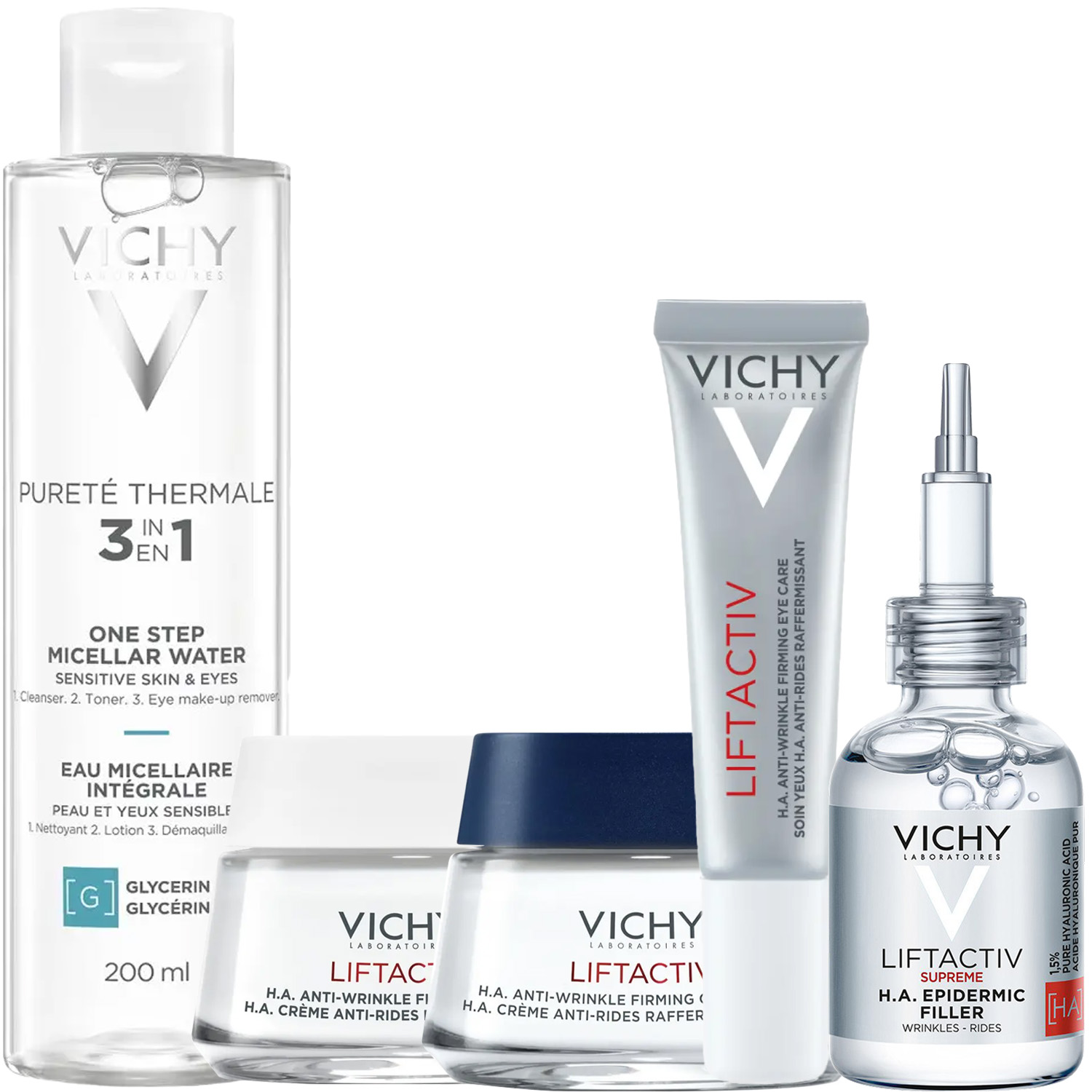 Виши Программа Liftactiv Supreme комплексный уход: мицеллярная вода 200 мл + крем день норм/комби 50 мл + крем ночь 50 мл + крем для век 15 мл + сыворотка 30 мл (Vichy, Liftactiv) фото 2