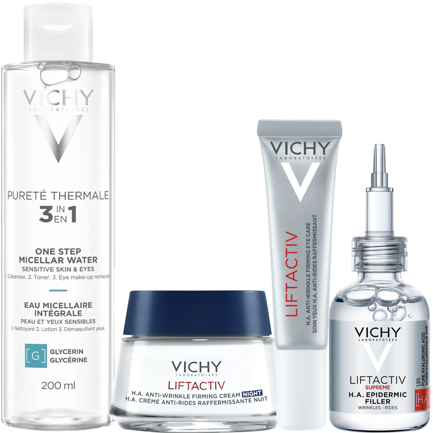 Виши Программа Liftactiv Supreme комплексный уход: мицеллярная вода 200 мл + крем ночь 50 мл + крем для век 15 мл + сыворотка 30 мл (Vichy, Liftactiv) фото 2