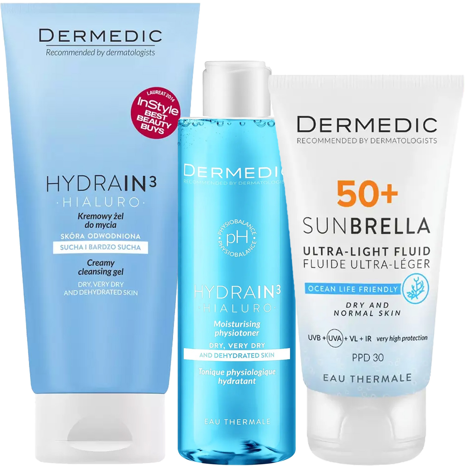 Дермедик Программа Hydrain очищение и основной уход: гель 200 мл + тоник 200 мл + флюид SPF50+ 40 мл (Dermedic, Hydrain) Дермедик Программа Hydrain очищение и основной уход: гель 200 мл + тоник 200 мл + флюид SPF50+ 40 мл (Dermedic, Hydrain) фото 5