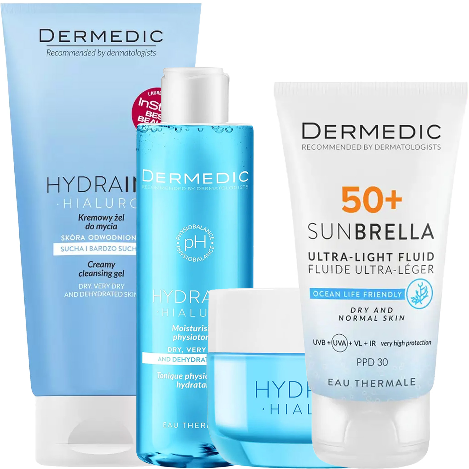 Дермедик Программа Hydrain комплексный уход: гель 200 мл + тоник 200 мл + крем 50 г + флюид SPF50+ 40 мл (Dermedic, Hydrain) Дермедик Программа Hydrain комплексный уход: гель 200 мл + тоник 200 мл + крем 50 г + флюид SPF50+ 40 мл (Dermedic, Hydrain) фото 5