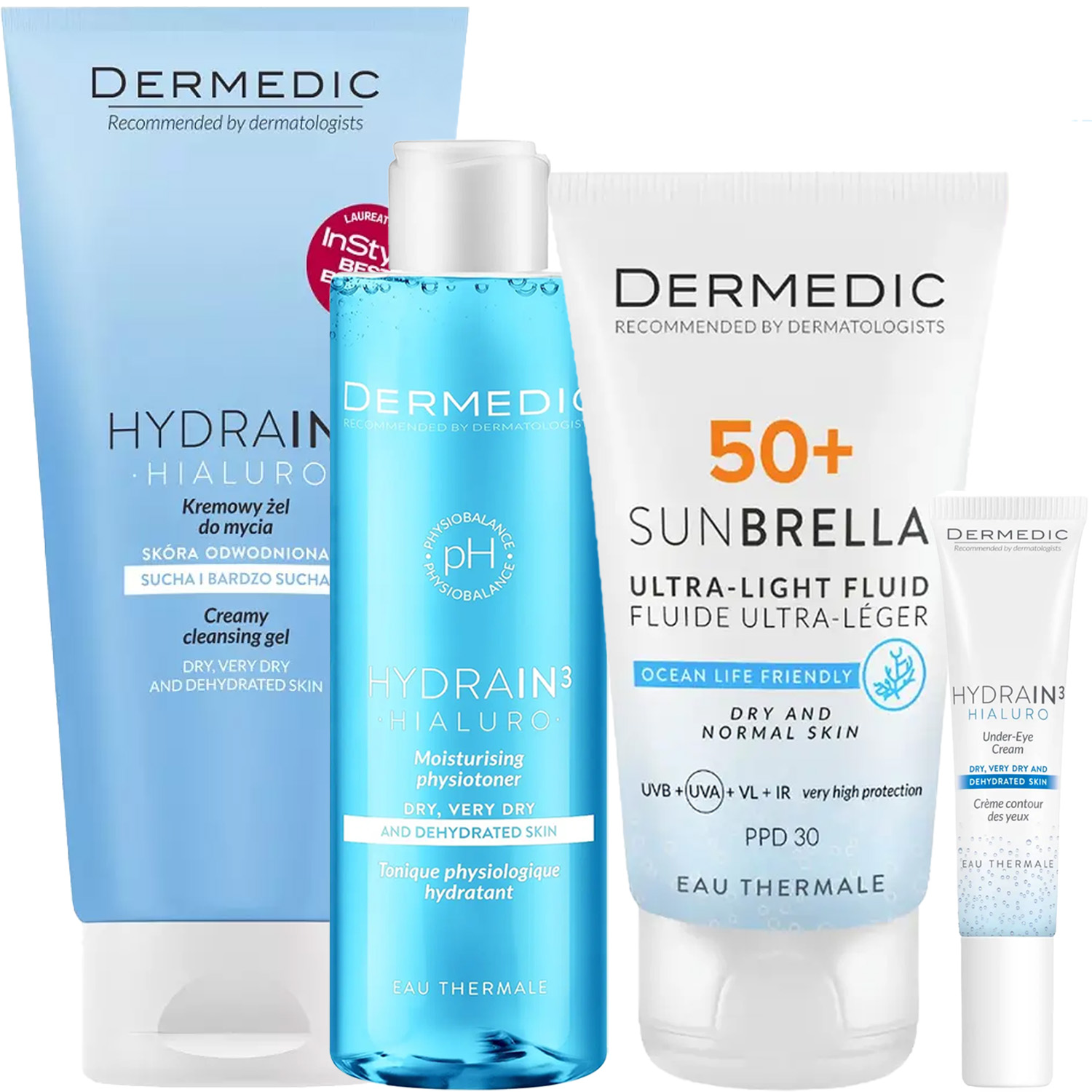 Дермедик Программа Hydrain комплексный уход: гель 200 мл + тоник 200 мл + флюид SPF50+ 40 мл + крем для век 15 мл (Dermedic, Hydrain) Дермедик Программа Hydrain комплексный уход: гель 200 мл + тоник 200 мл + флюид SPF50+ 40 мл + крем для век 15 мл (Dermedic, Hydrain) фото 5