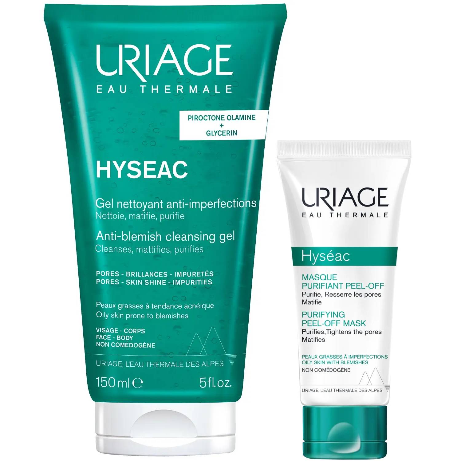 Uriage Набор для лица и тела Hyseac очищающий гель 150 мл  маска 50 мл. фото