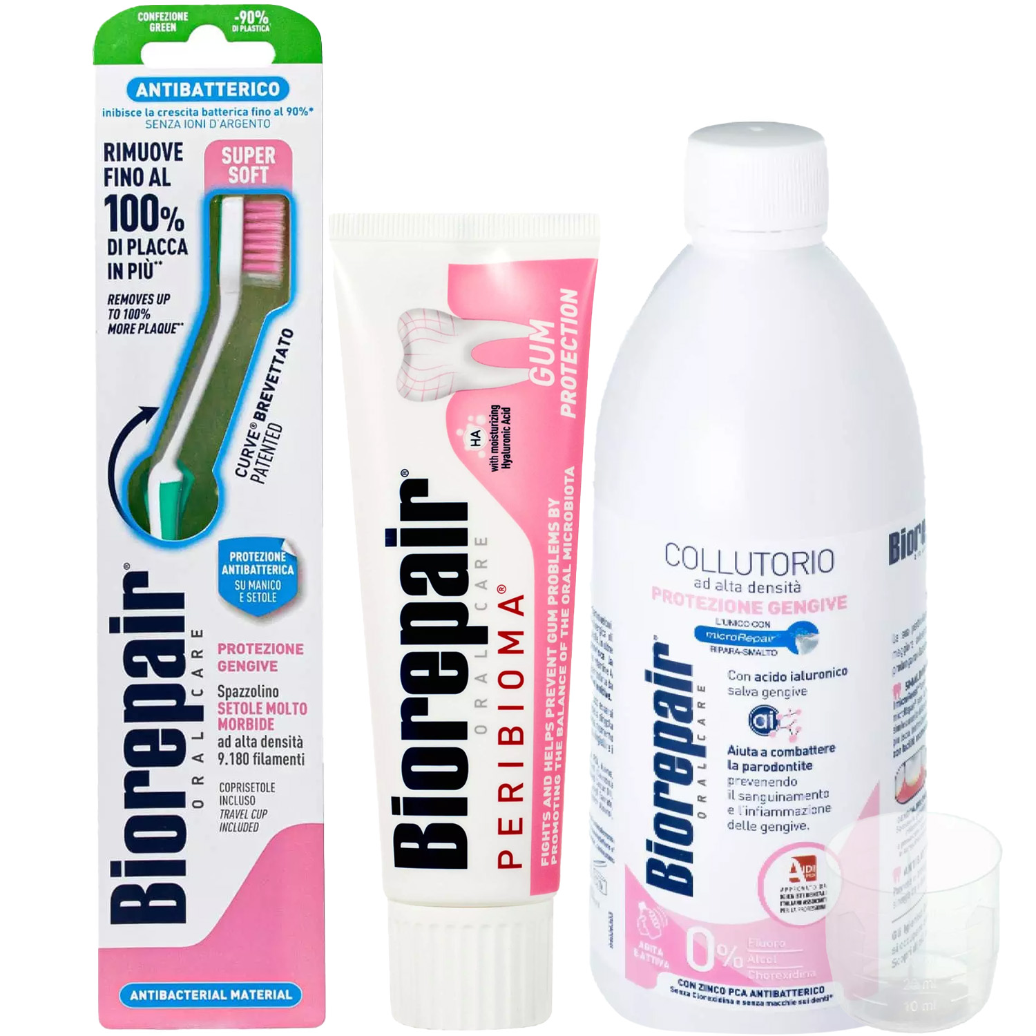 Биорепейр Программа Peribioma комплексный уход: зубная щетка + зубная паста 75 мл + ополаскиватель 500 мл (Biorepair, Peribioma) фото 2