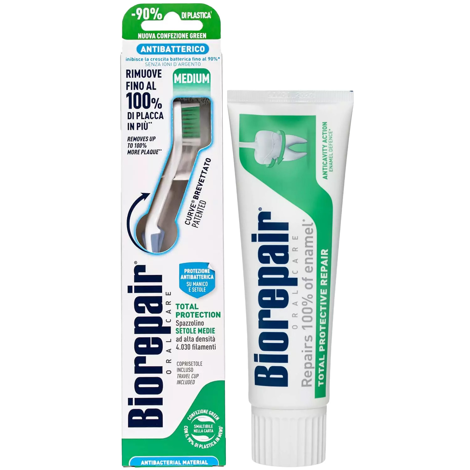 Биорепейр Программа Total Protection очищение: зубная щетка + зубная паста 75 мл (Biorepair, Ежедневная забота) фото 2