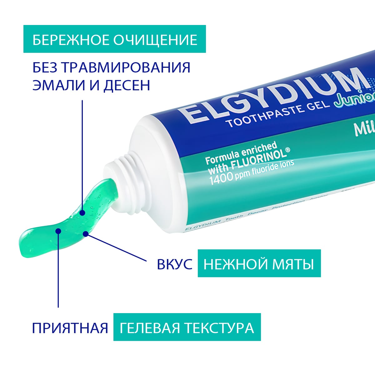 Эльгидиум Детская зубная паста-гель с мягким вкусом мяты для защиты от кариеса 7-12 лет, 50 мл (Elgydium, Kids & Junior) фото 5