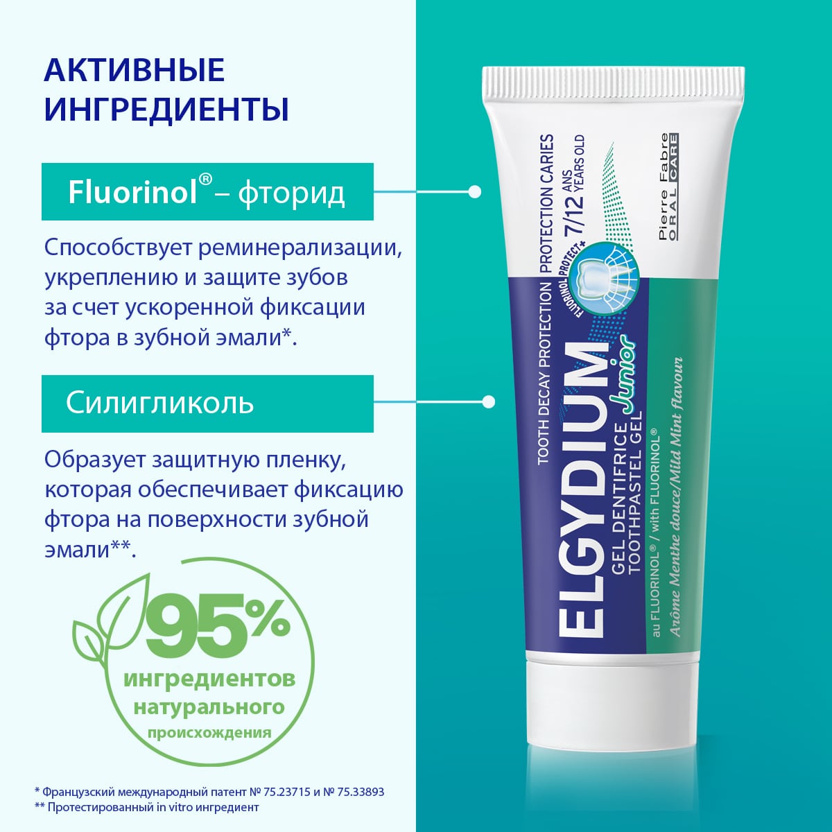 Эльгидиум Детская зубная паста-гель с мягким вкусом мяты для защиты от кариеса 7-12 лет, 50 мл (Elgydium, Kids & Junior) фото 6