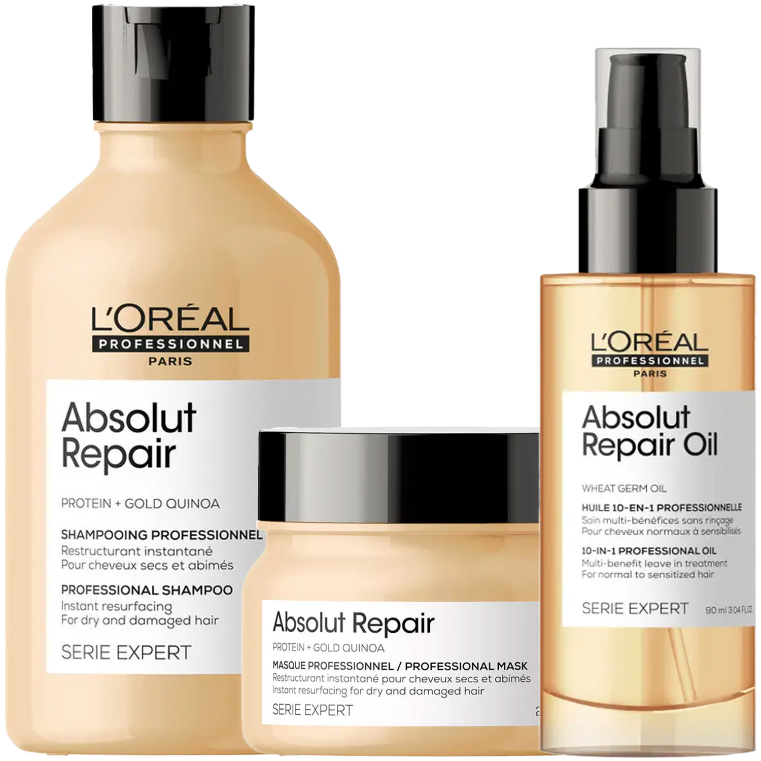 Лореаль Профессионель Программа Absolut Repair комплексный уход: шампунь 300 мл + маска 250 мл + масло 90 мл (L'oreal Professionnel, Serie Expert) фото 5
