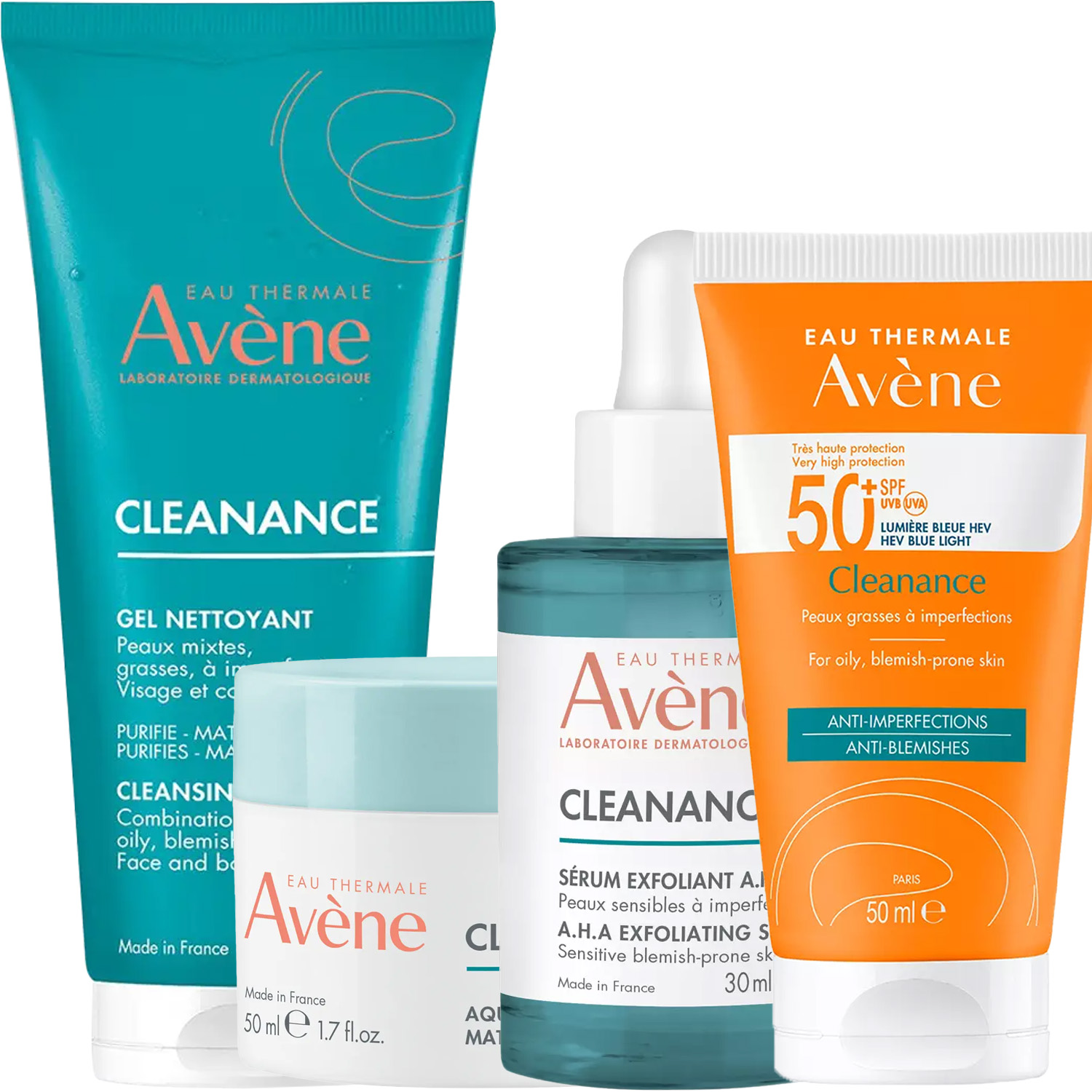 Авен Программа Cleanance комплексный уход: гель 200 мл + аква-гель 50 мл + сыворотка 30 мл + флюид SPF50+ 50 мл (Avene, Cleanance) фото 5