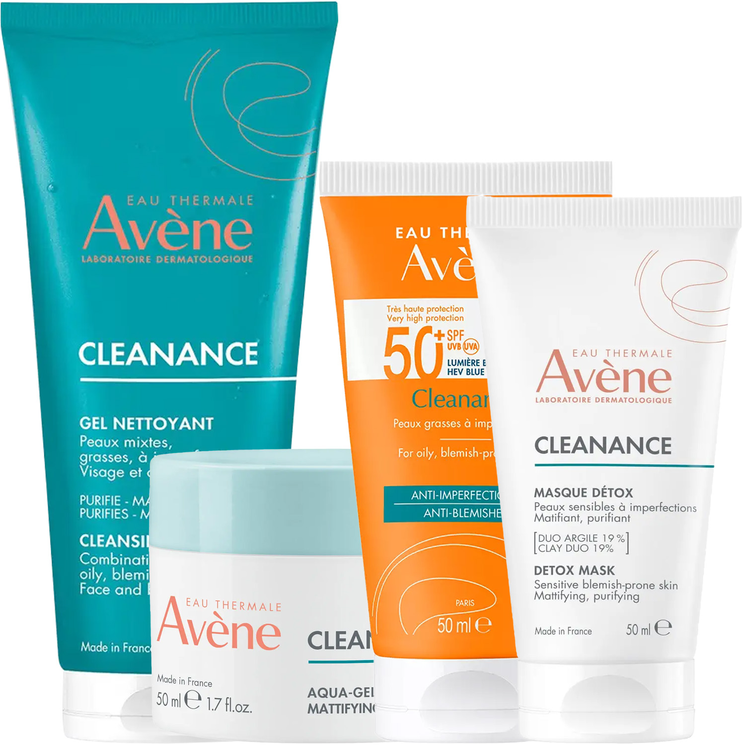 Авен Программа Cleanance комплексный уход: гель 200 мл + аква-гель 50 мл + флюид SPF50+ 50 мл + маска 50 мл (Avene, Cleanance) фото 5