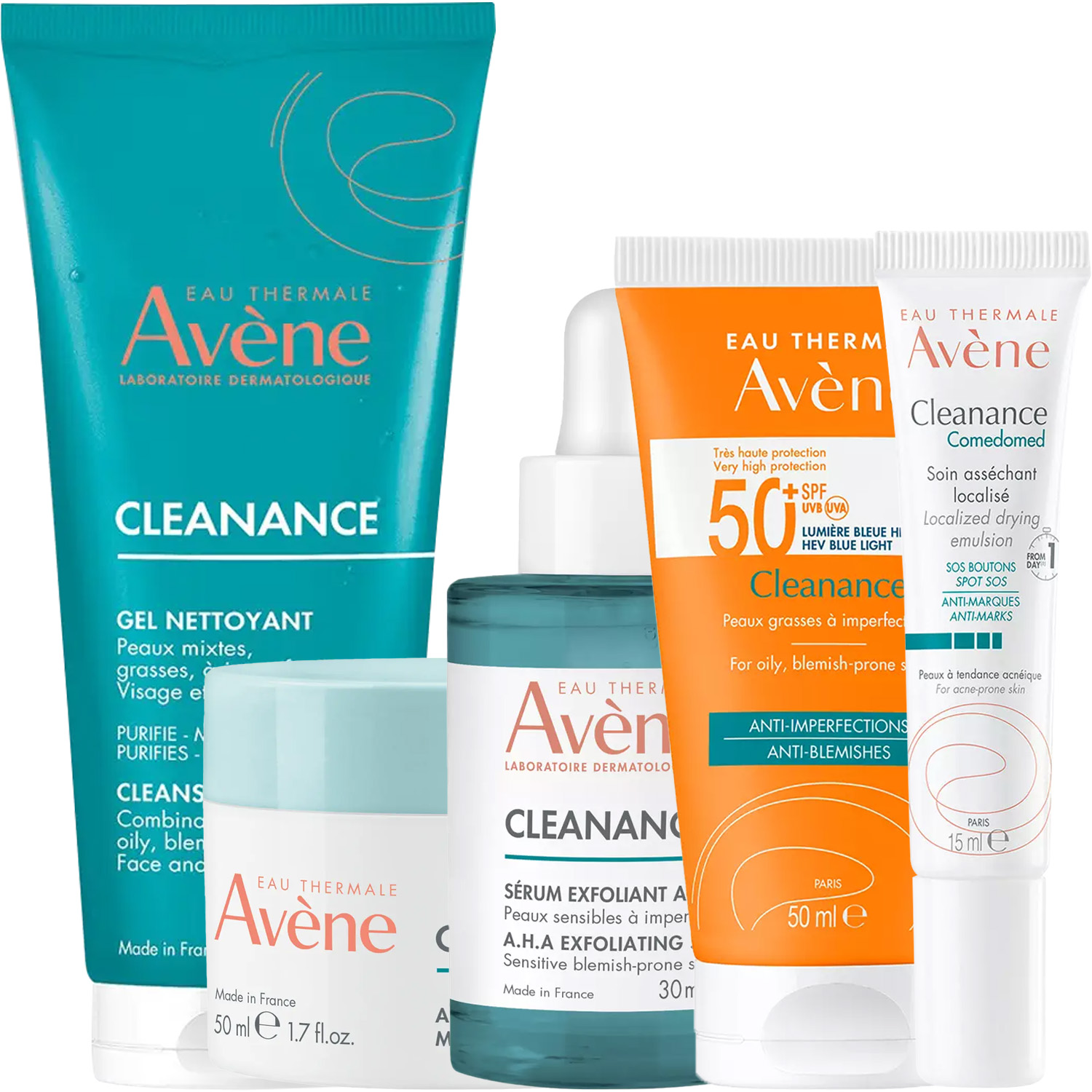 Авен Программа Cleanance комплексный уход: гель 200 мл + аква-гель 50 мл + сыворотка 30 мл + флюид SPF50+ 50 мл + корректор 15 мл (Avene, Cleanance) фото 5