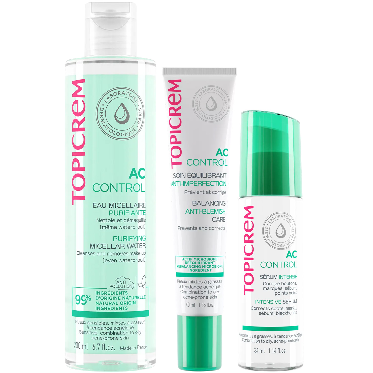 Топикрем Программа AC Control комплексный уход: мицеллярная вода 200 мл + крем 40 мл + сыворотка 34 мл (Topicrem, AC Control) фото 5