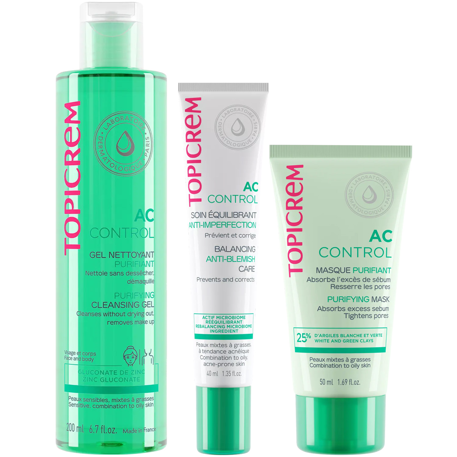 Топикрем Программа AC Control комплексный уход: гель 200 мл + крем 40 мл + маска 50 мл (Topicrem, AC Control) фото 2