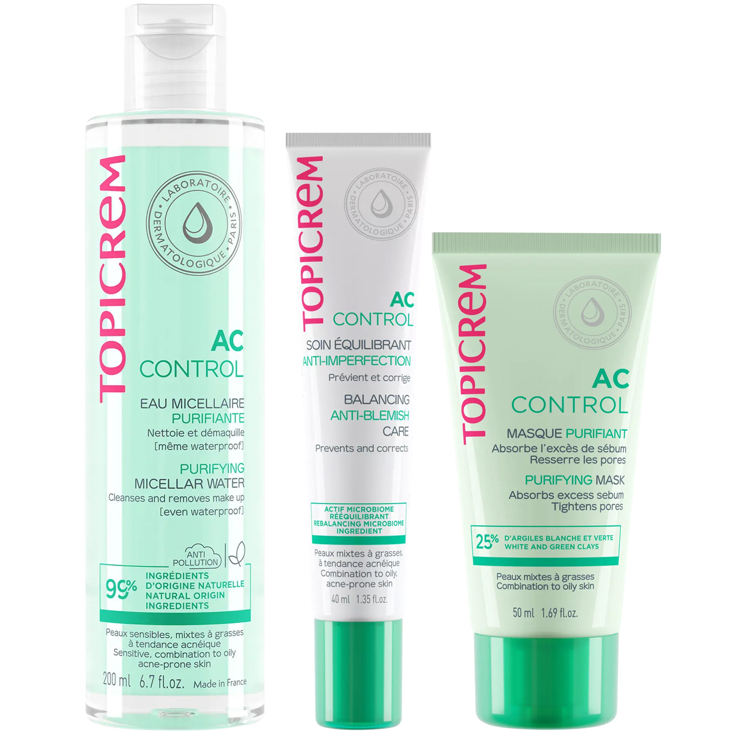 Топикрем Программа AC Control комплексный уход: мицеллярная вода 200 мл + крем 40 мл + маска 50 мл (Topicrem, AC Control) фото 5