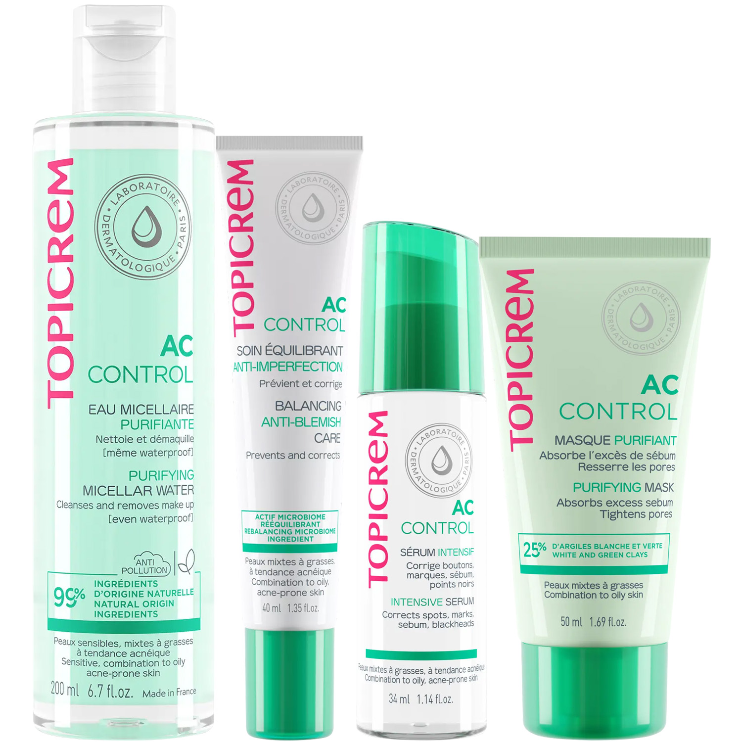 Топикрем Программа AC Control комплексный уход: мицеллярная вода 200 мл + крем 40 мл + сыворотка 34 мл + маска 50 мл (Topicrem, AC Control) фото 5