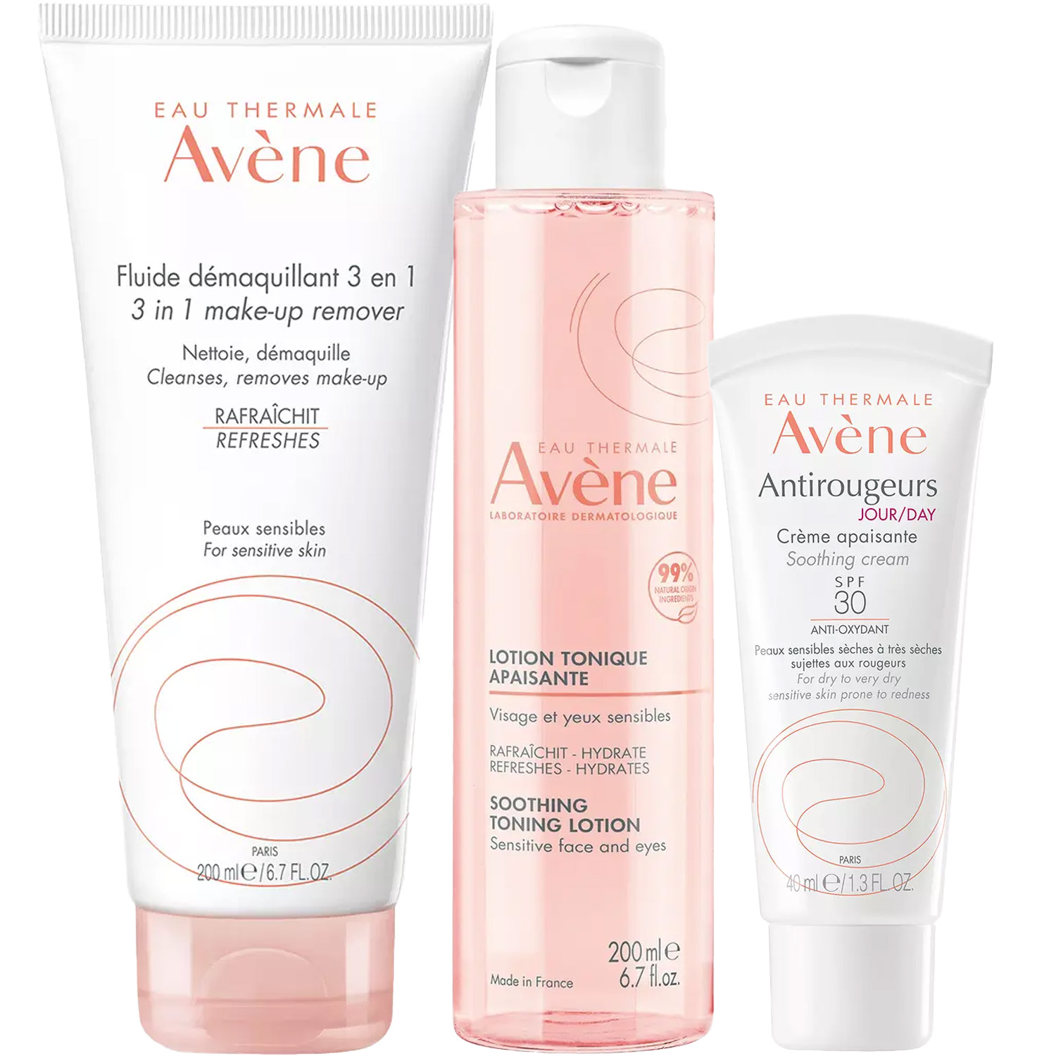 Авен Программа Antirougeurs очищение и основной уход: флюид 200 мл + тоник 200 мл + крем  SPF30 40 мл (Avene, Antirougeurs) фото 5