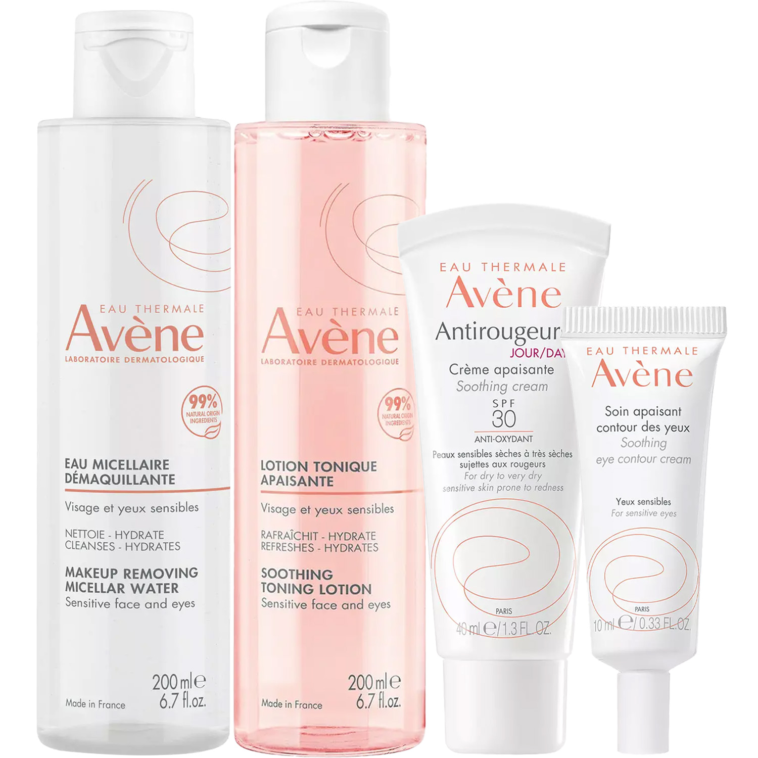 Авен Программа Antirougeurs комплексный уход: лосьон 200 мл + тоник 200 мл + крем SPF30 40 мл + крем для век 10 мл (Avene, Antirougeurs) фото 5