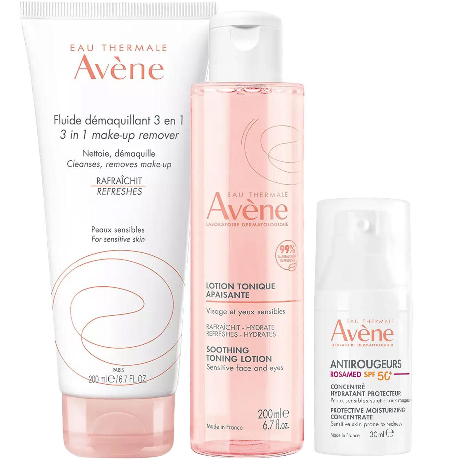 Авен Программа Antirougeurs очищение и основной уход: флюид 200 мл + тоник 200 мл + концентрат SPF50+ 30 мл (Avene, Antirougeurs) фото 2