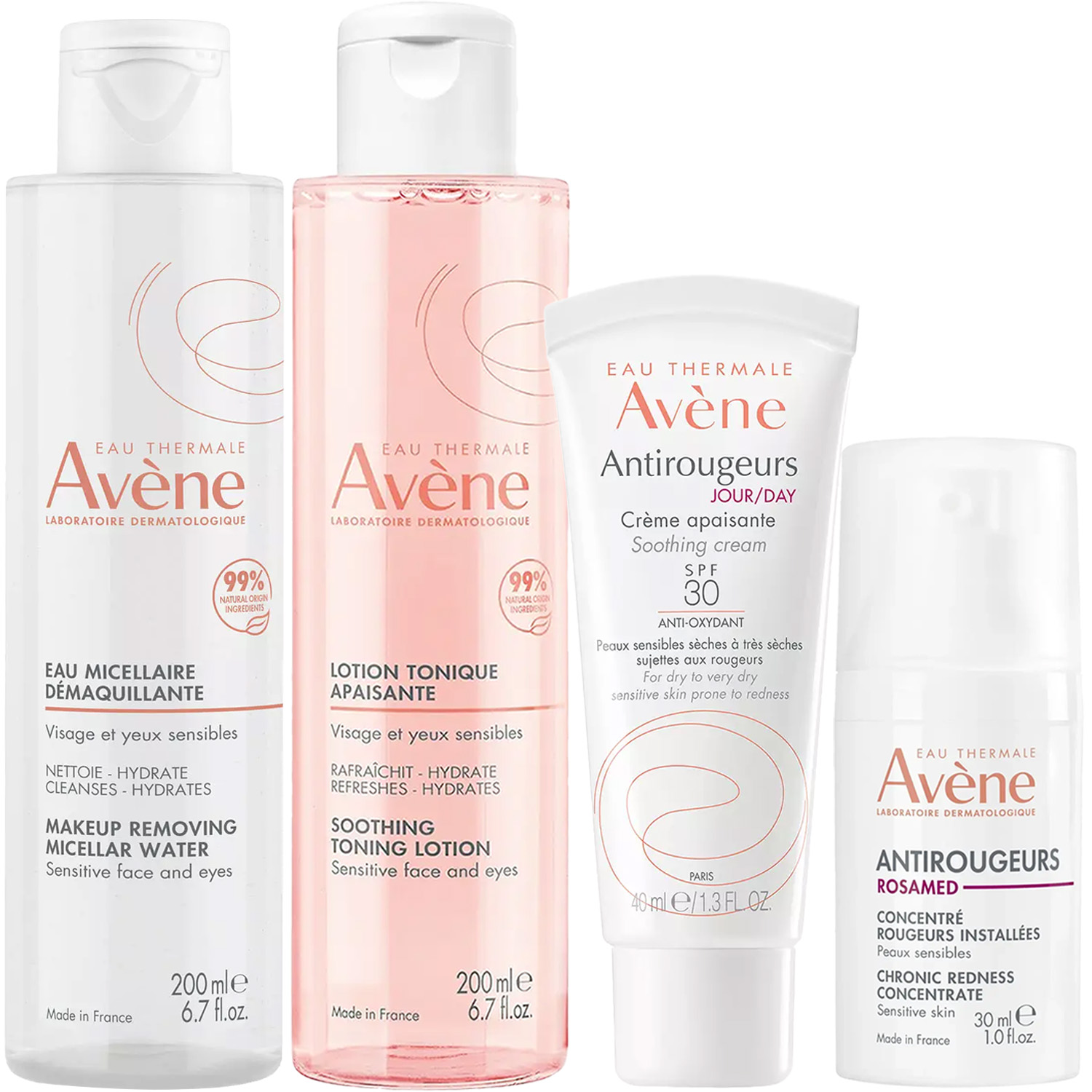 Авен Программа Antirougeurs комплексный уход: лосьон 200 мл + тоник 200 мл + крем SPF30 40 мл + концентрат 30 мл (Avene, Antirougeurs) фото 5