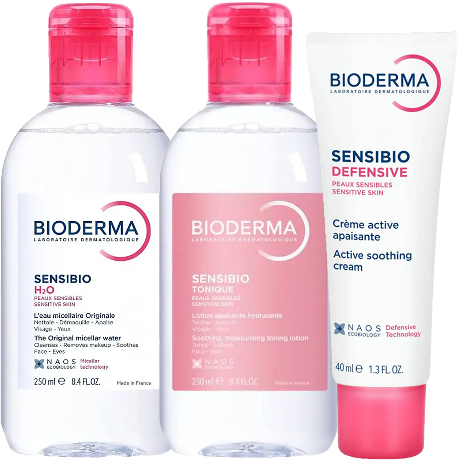 Биодерма Программа Sensibio очищение и основной уход: мицеллярная вода 250 мл + лосьон 250 мл + легкий крем 40 мл (Bioderma, Sensibio) фото 5