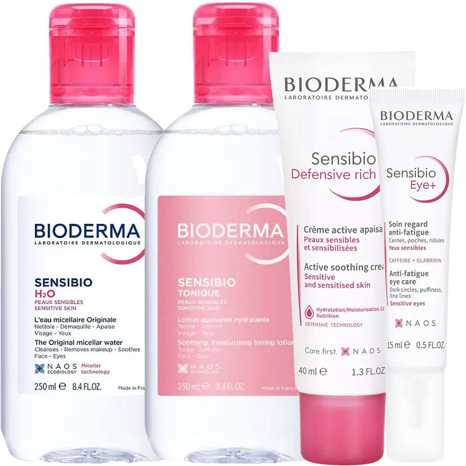 Биодерма Программа Sensibio комплексный уход: мицеллярная вода 250 мл + лосьон 250 мл + насыщенный крем 40 мл + гель для век 15 мл (Bioderma, Sensibio) фото 5