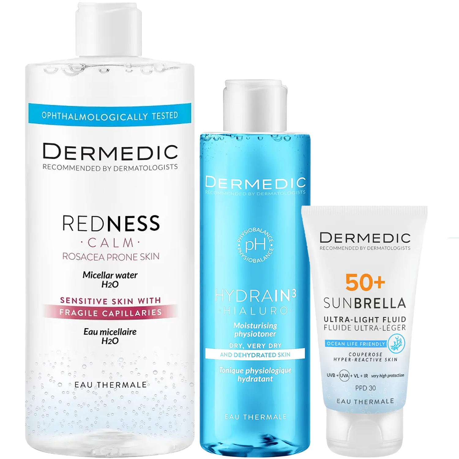 Дермедик Программа Redness очищение и основной уход: мицеллярная вода 500 мл + тоник 200 мл + флюид SPF50+ 40 мл (Dermedic, Redness) фото 5