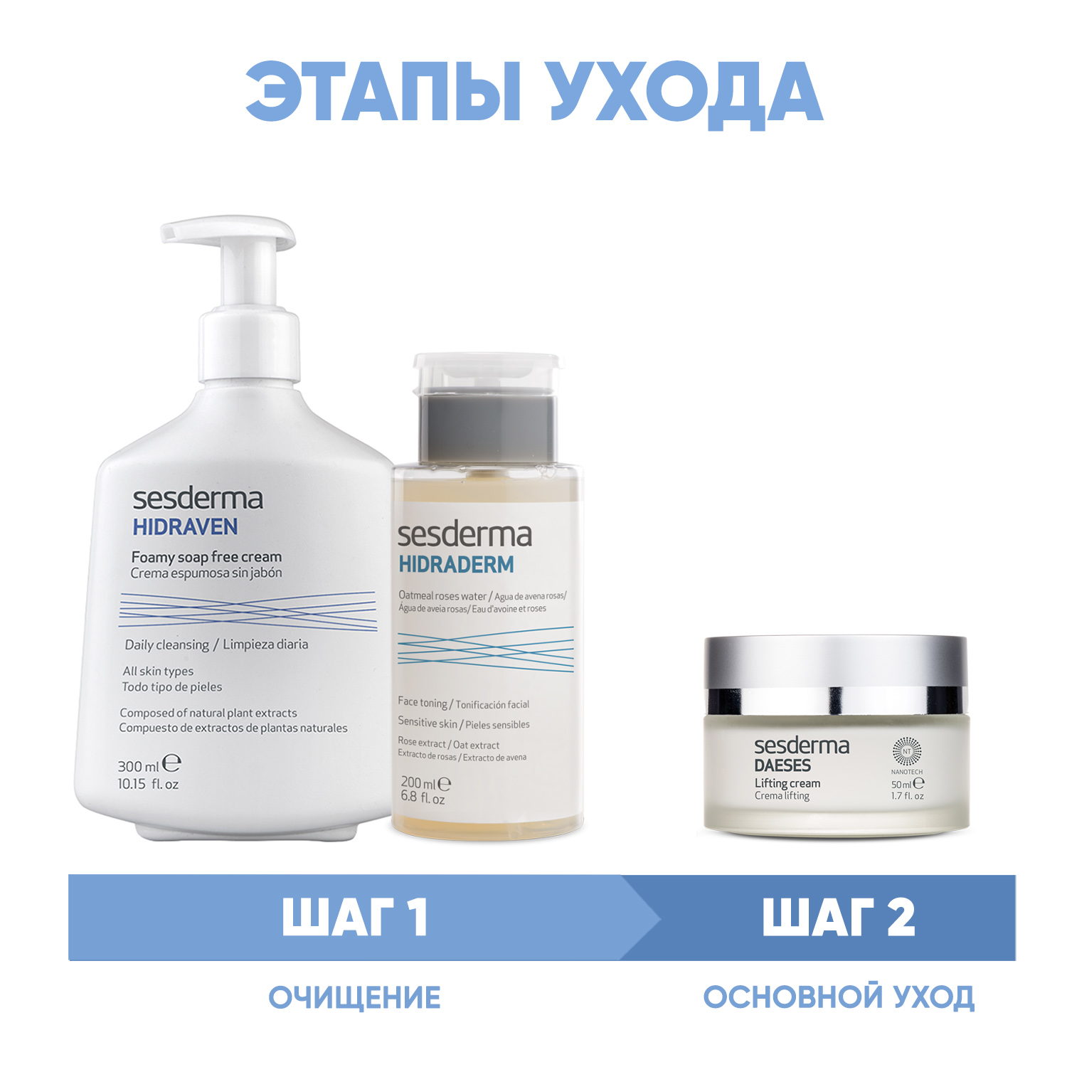 Сесдерма Программа Daeses очищение и основной уход: пенка 300 мл + тоник 200 мл + крем 50 мл (Sesderma, Daeses) фото 1